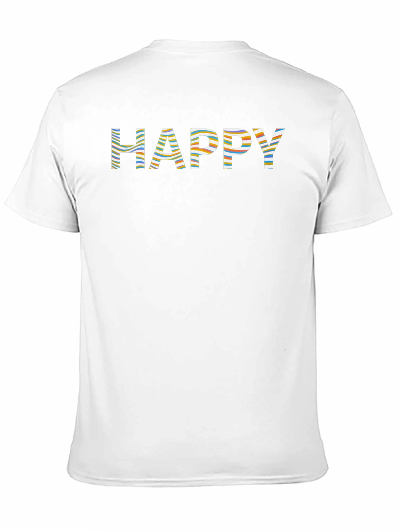 Striped Happy Graphic Print Black T-Shirt