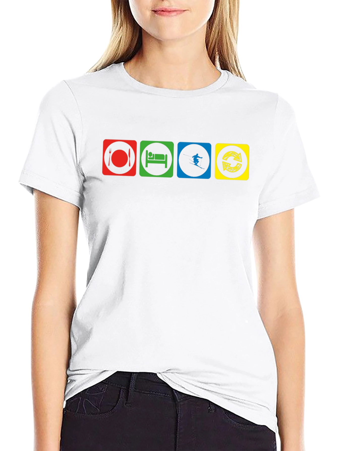 Eat Sleep Ski Repeat Black T-Shirt