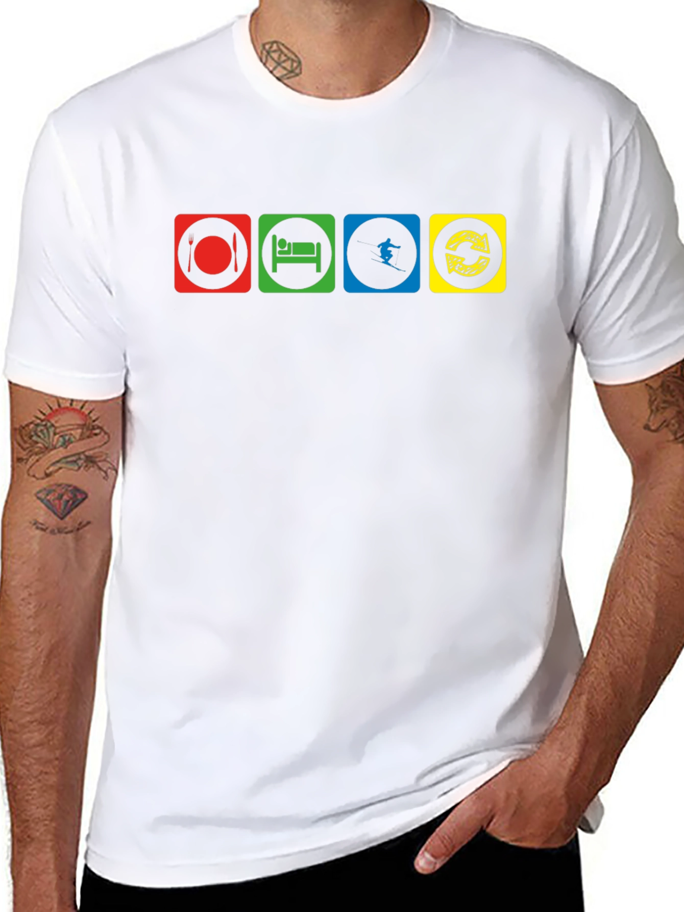 Eat Sleep Ski Repeat Black T-Shirt