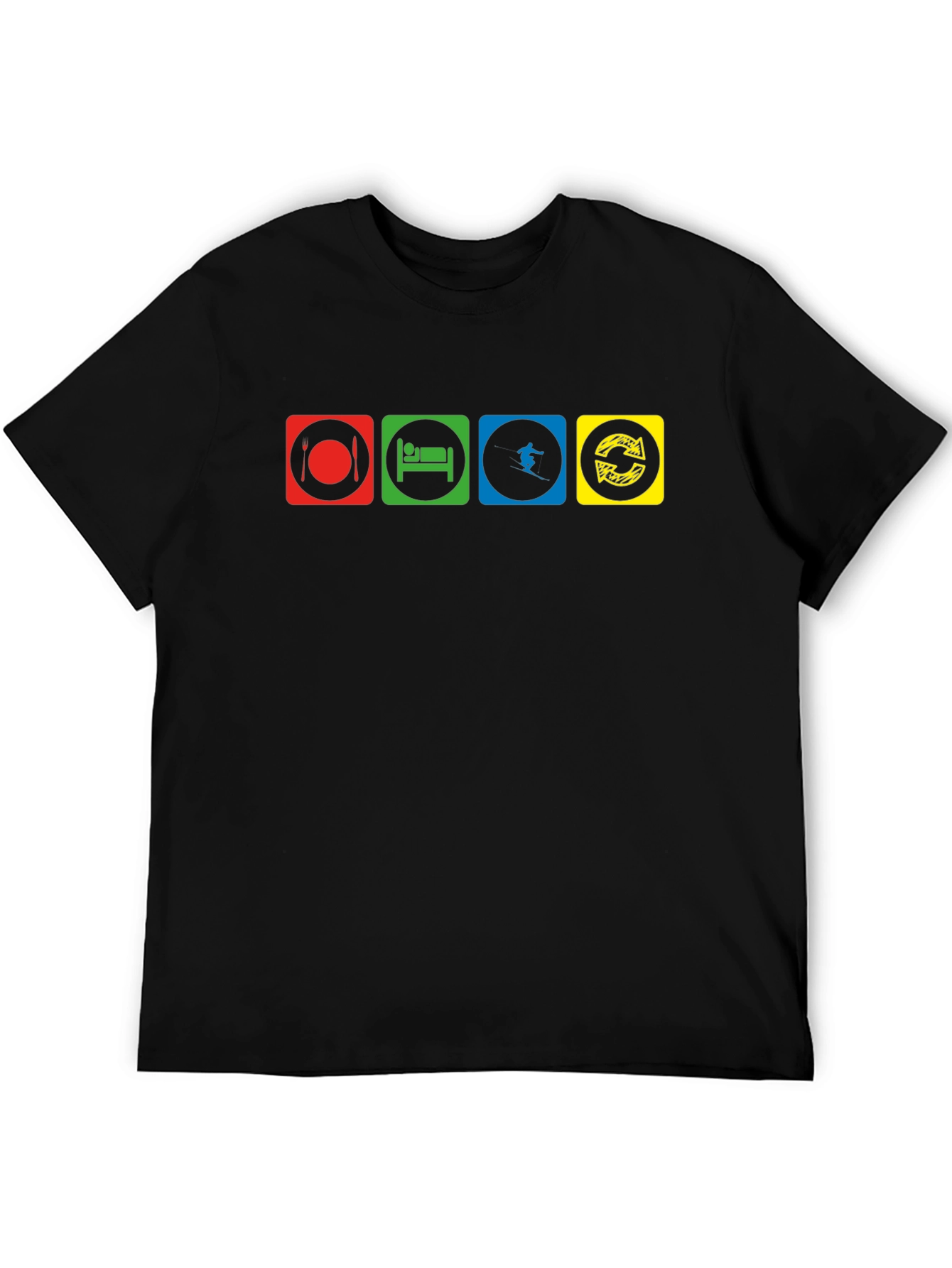 Eat Sleep Ski Repeat Black T-Shirt