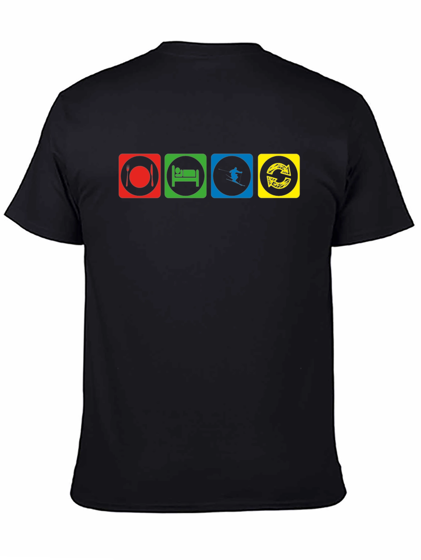 Eat Sleep Ski Repeat Black T-Shirt