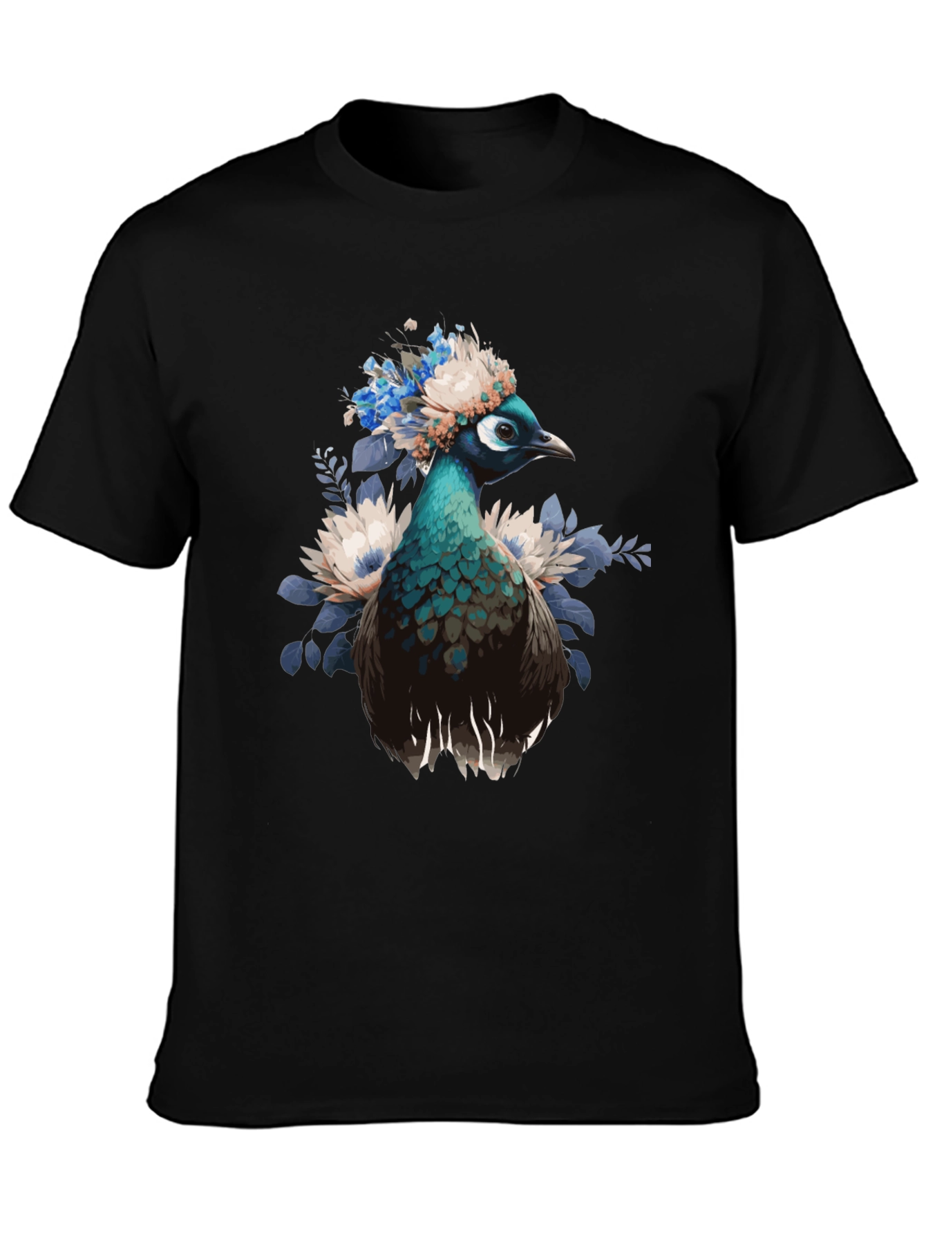 Peacock Floral Crown Graphic Tee
