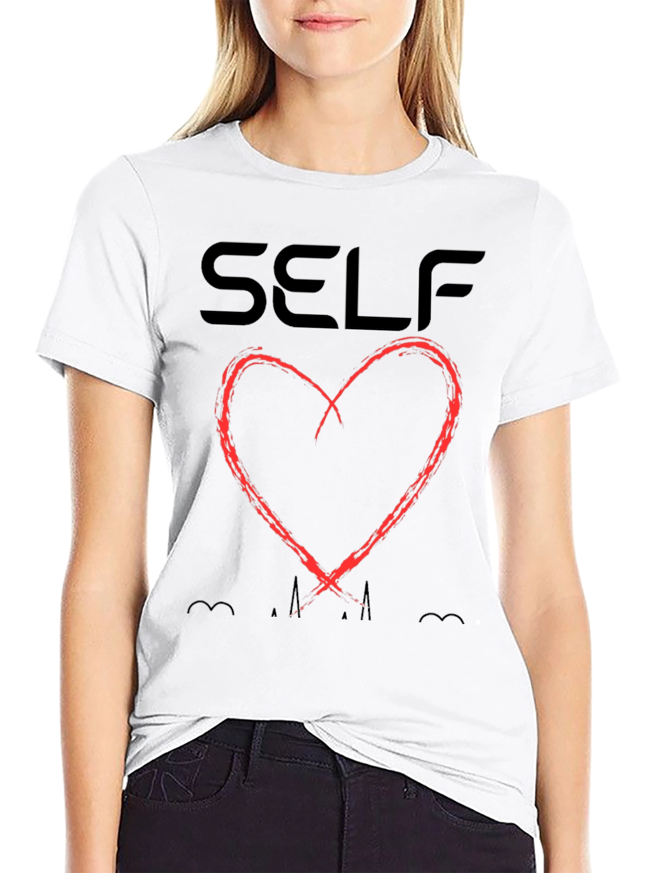 Self Love Black T-Shirt with Heart Design