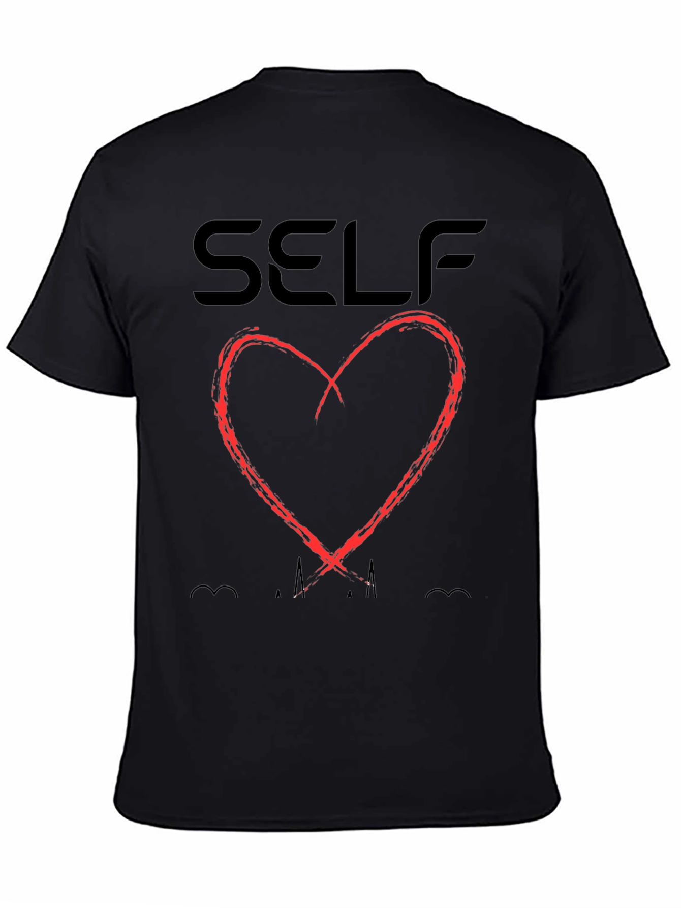 Self Love Black T-Shirt with Heart Design