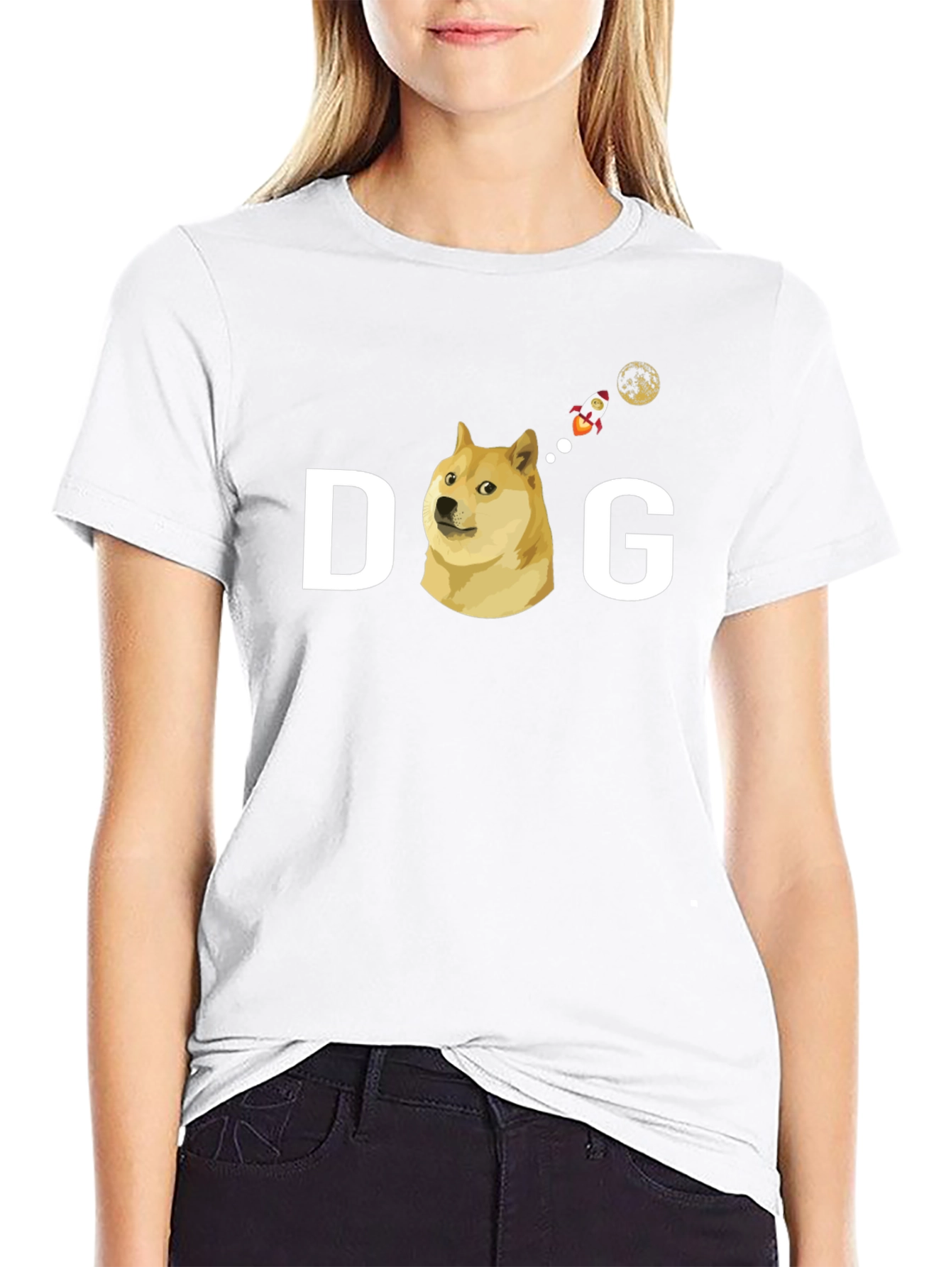 Doge To The Moon Black T-Shirt