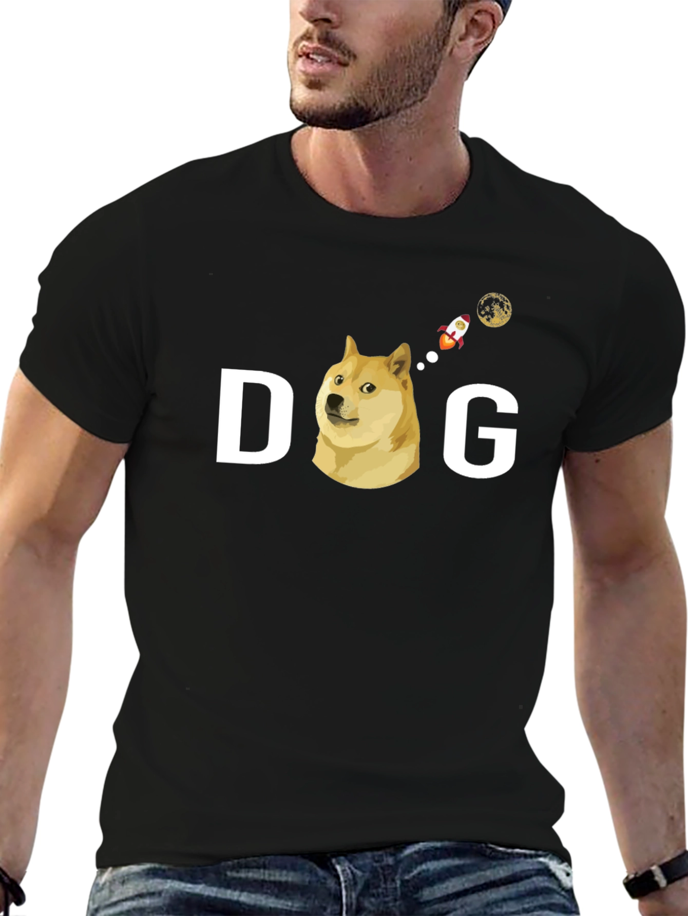 Doge To The Moon Black T-Shirt