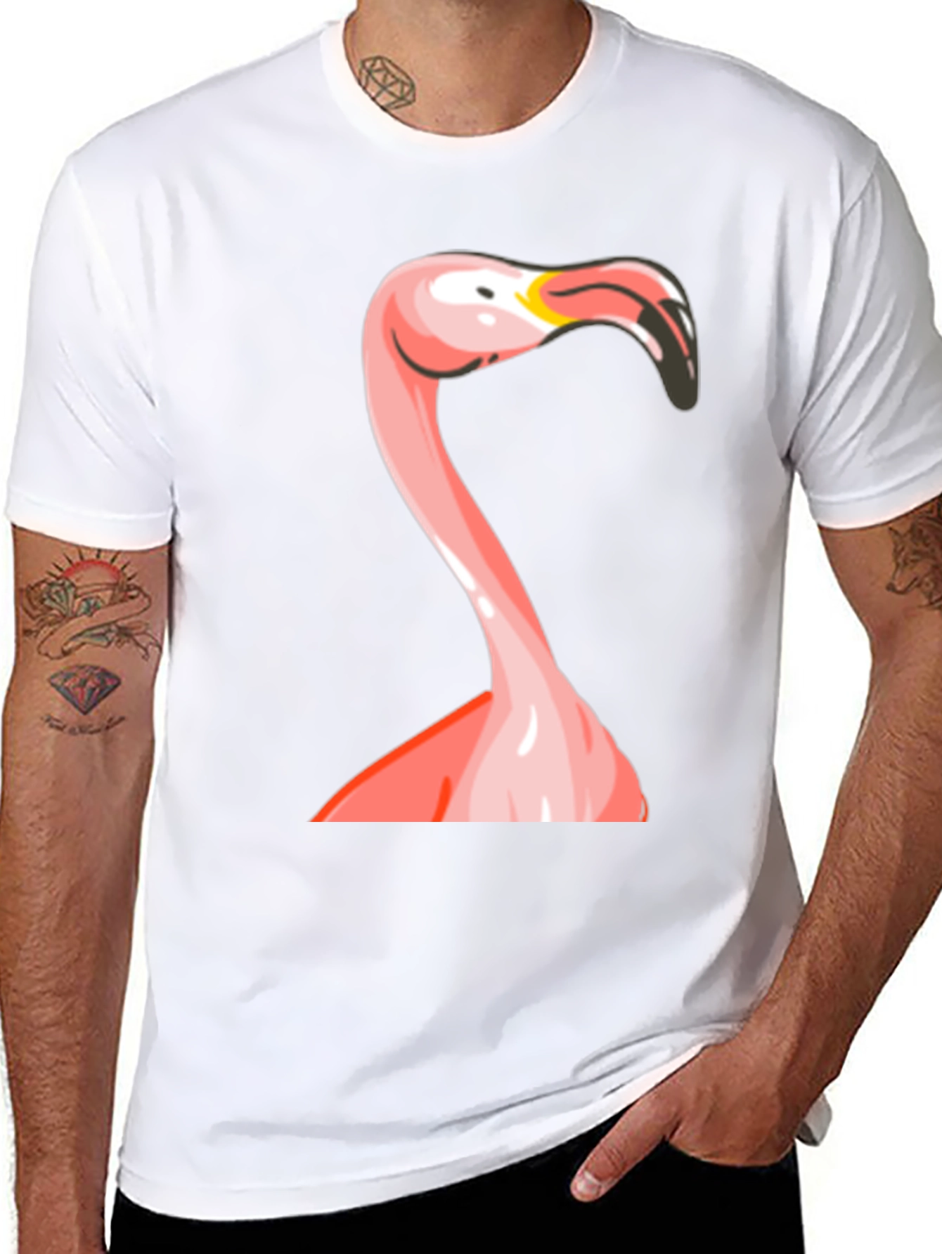 Flamingo Graphic Print Black T-Shirt