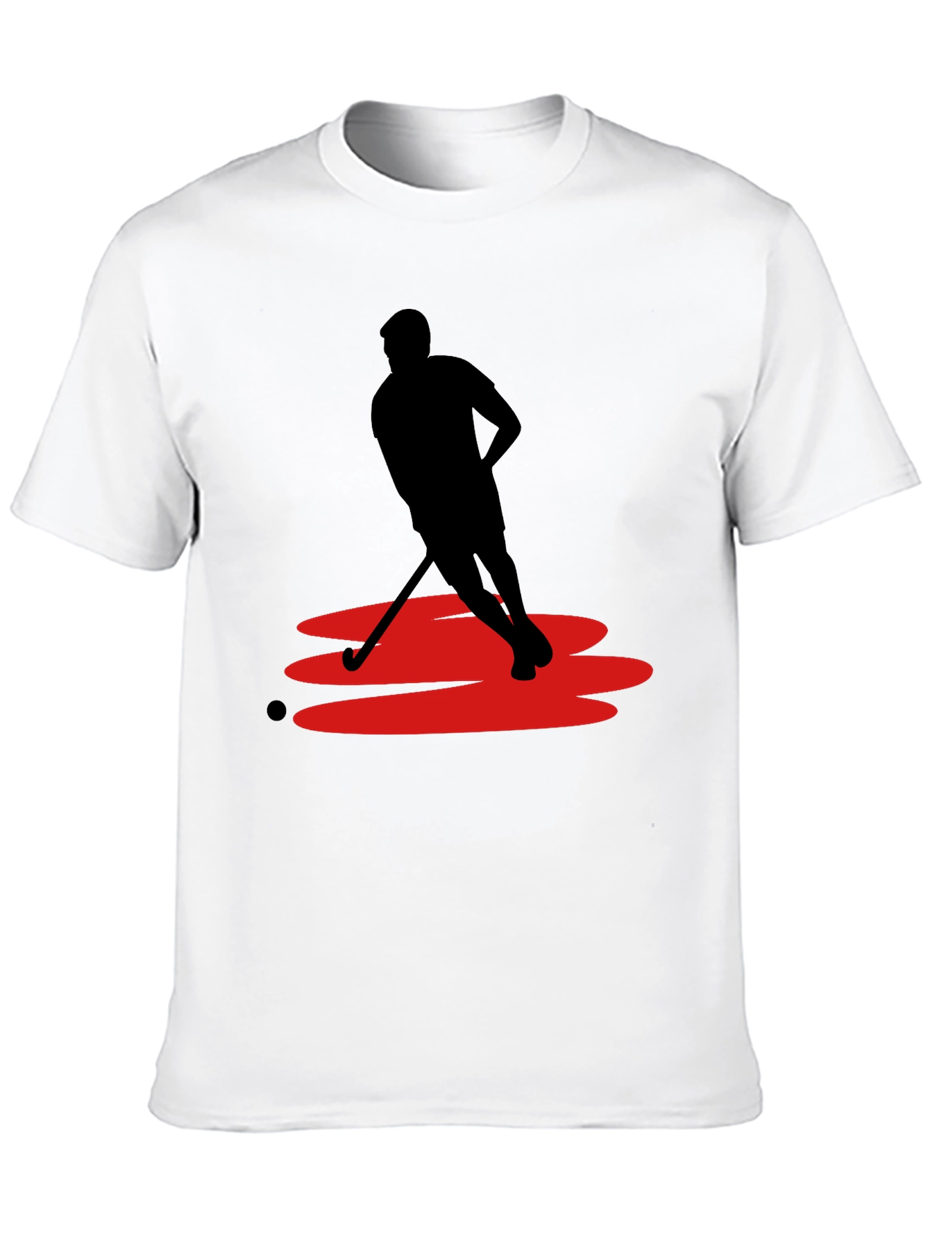 Hockey Player Graphic Tee - Black Cotton Blend