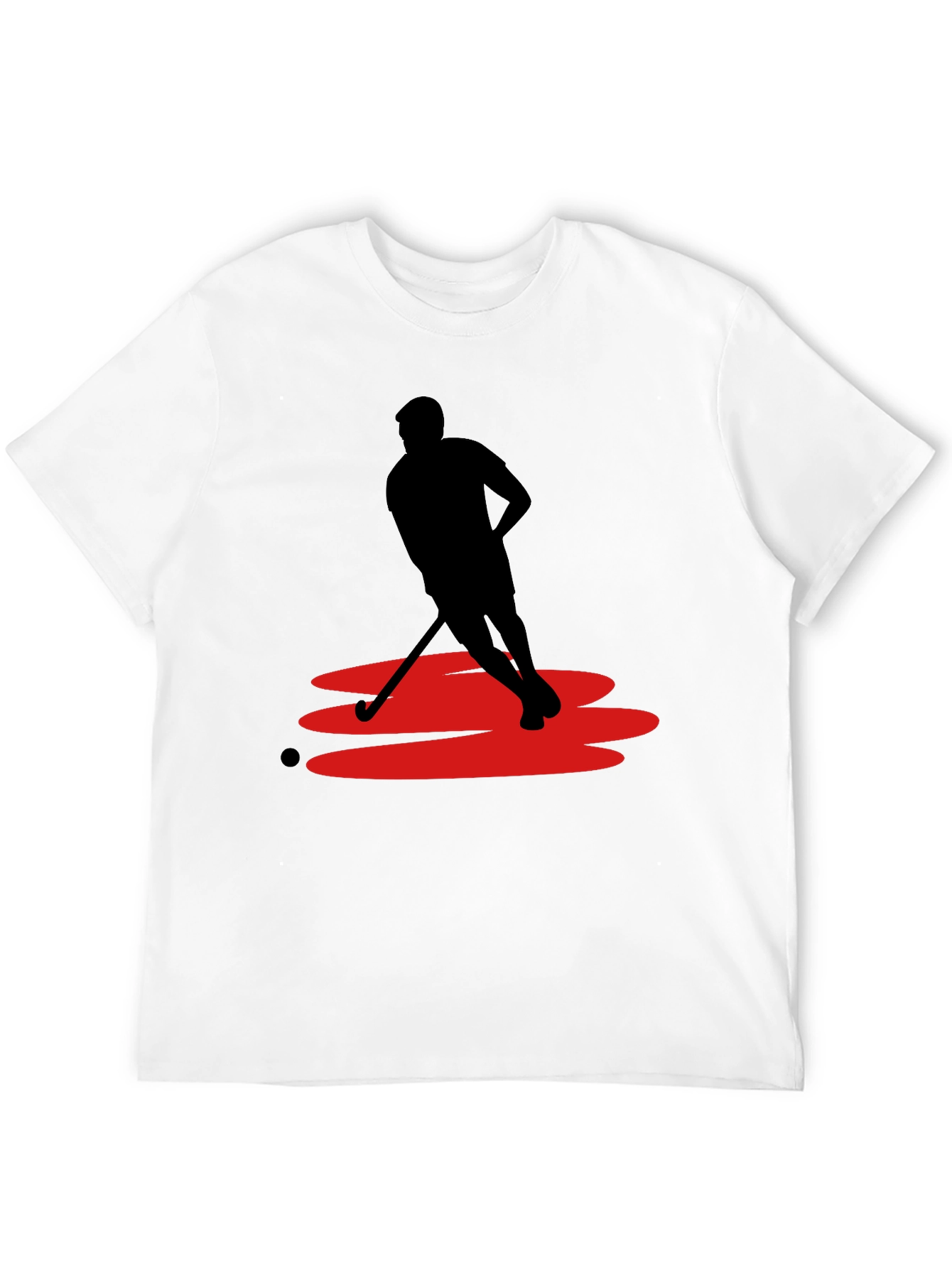Hockey Player Graphic Tee - Black Cotton Blend