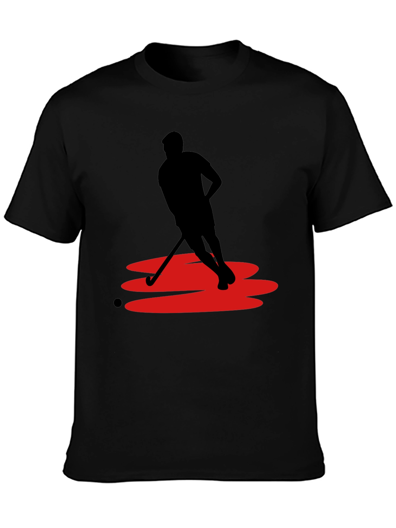 Hockey Player Graphic Tee - Black Cotton Blend