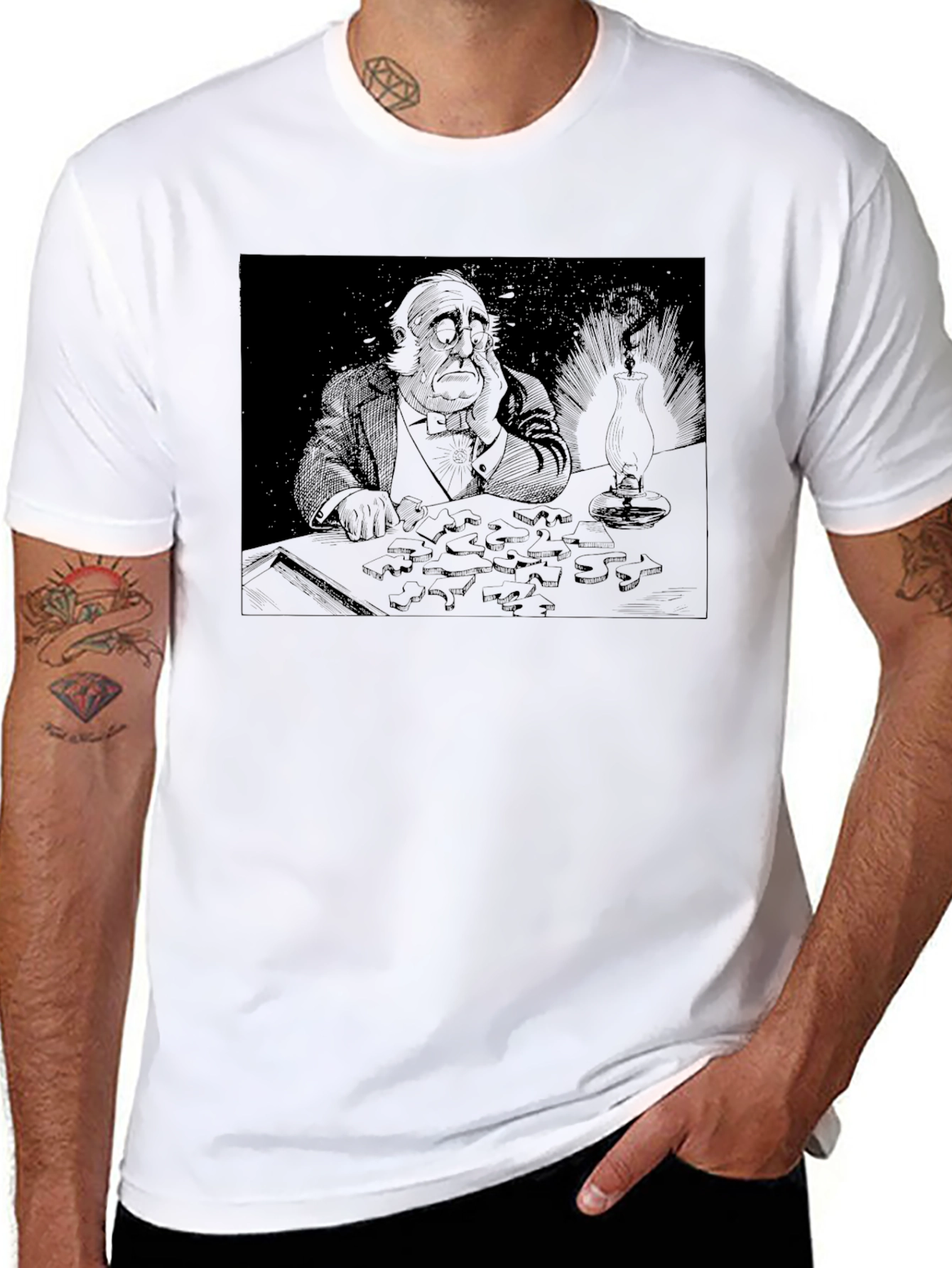 Contemplative Puzzle T-Shirt - Dark Humor Tee