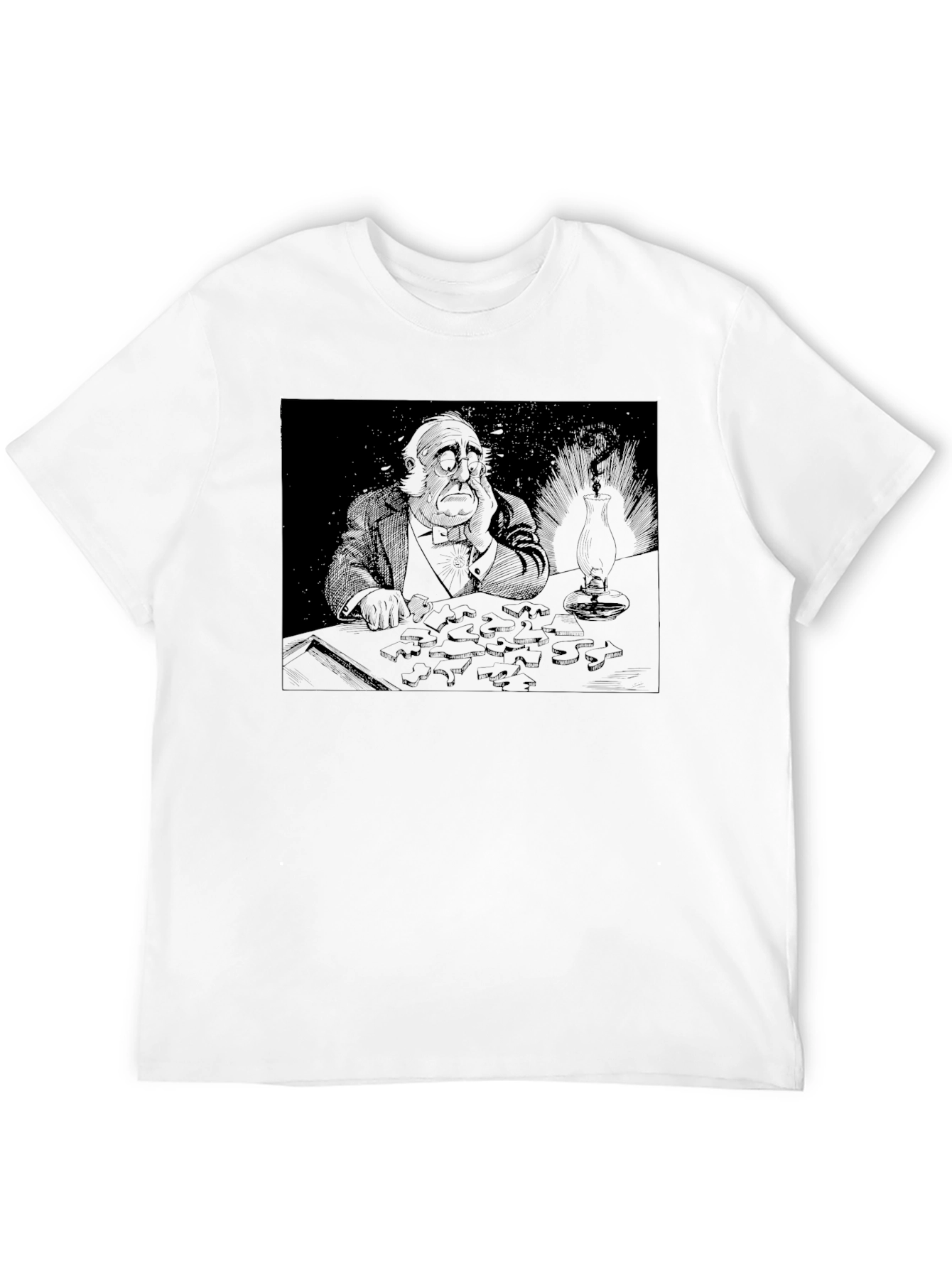 Contemplative Puzzle T-Shirt - Dark Humor Tee