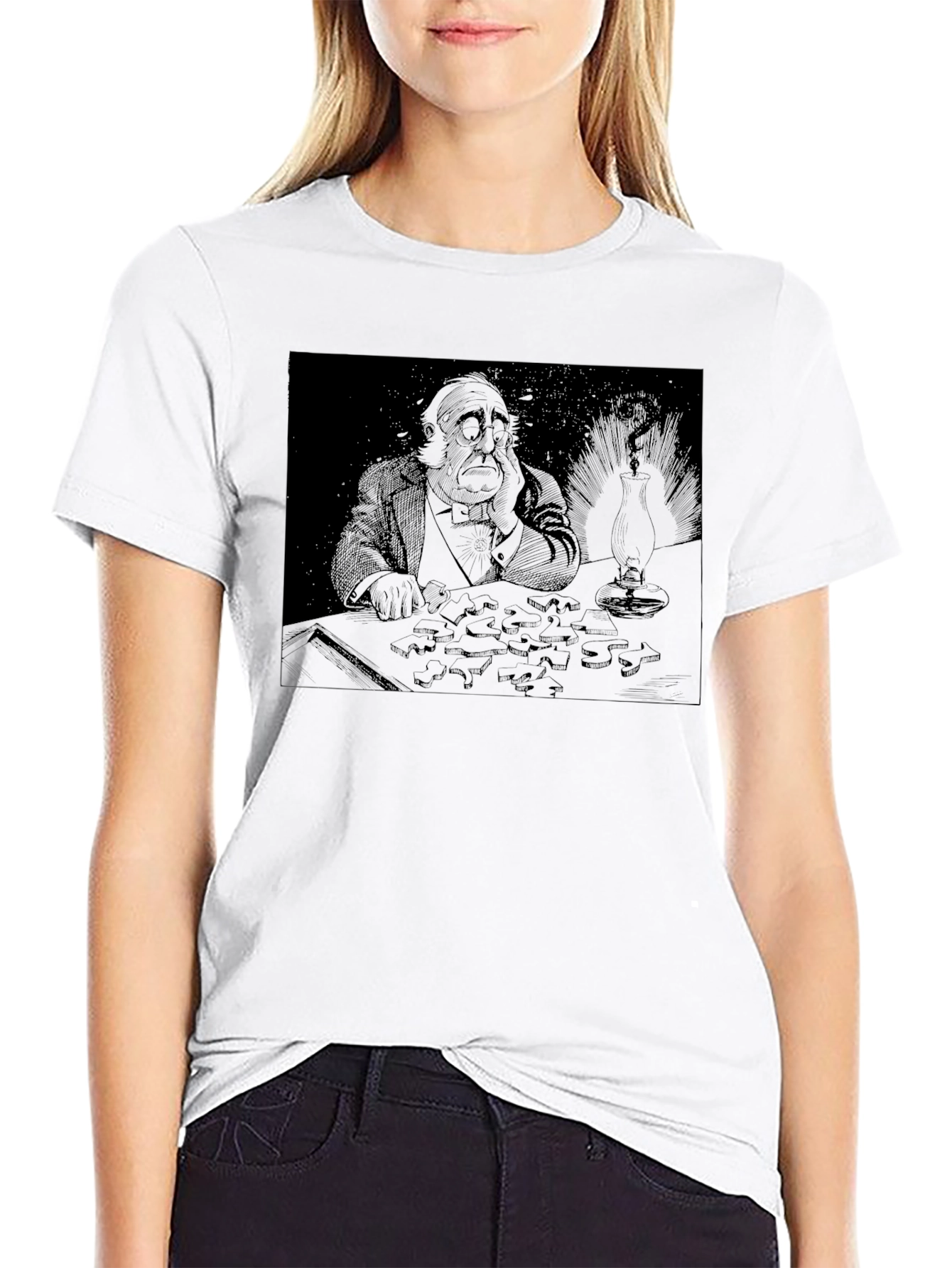 Contemplative Puzzle T-Shirt - Dark Humor Tee