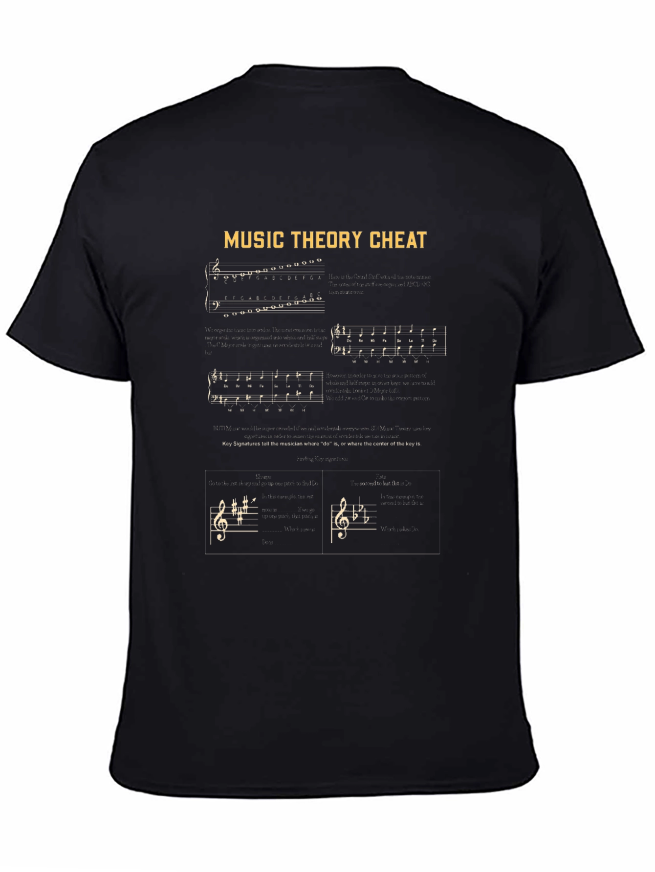 Music Theory Cheat Sheet Graphic T-Shirt