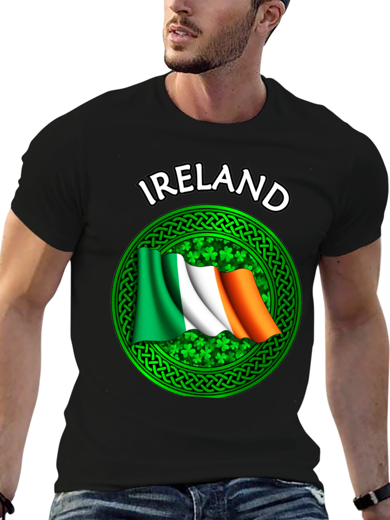 Ireland Flag T-Shirt - Shamrock Celtic Design