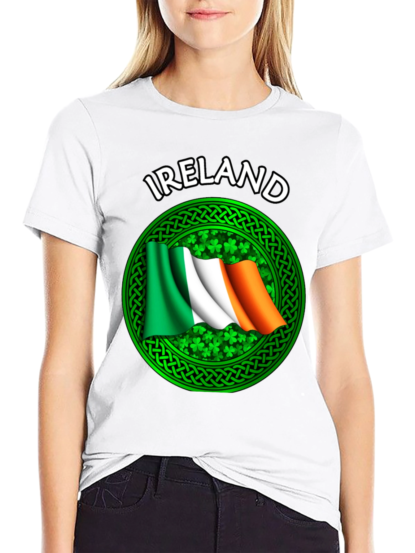Ireland Flag T-Shirt - Shamrock Celtic Design