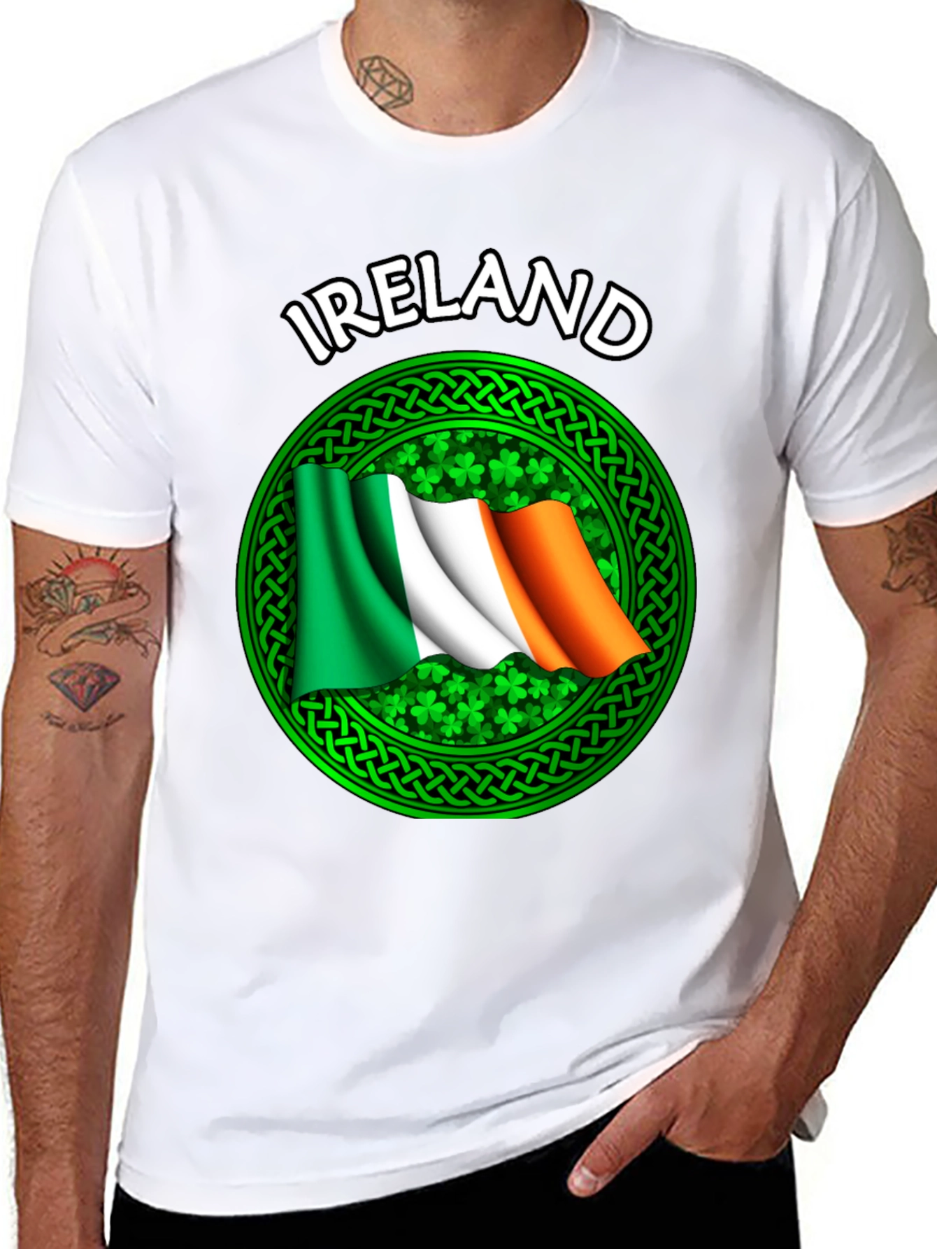 Ireland Flag T-Shirt - Shamrock Celtic Design