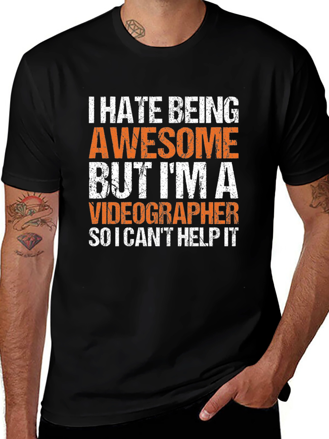 Awesome Videographer Graphic Tee - Black Cotton T-Shirt