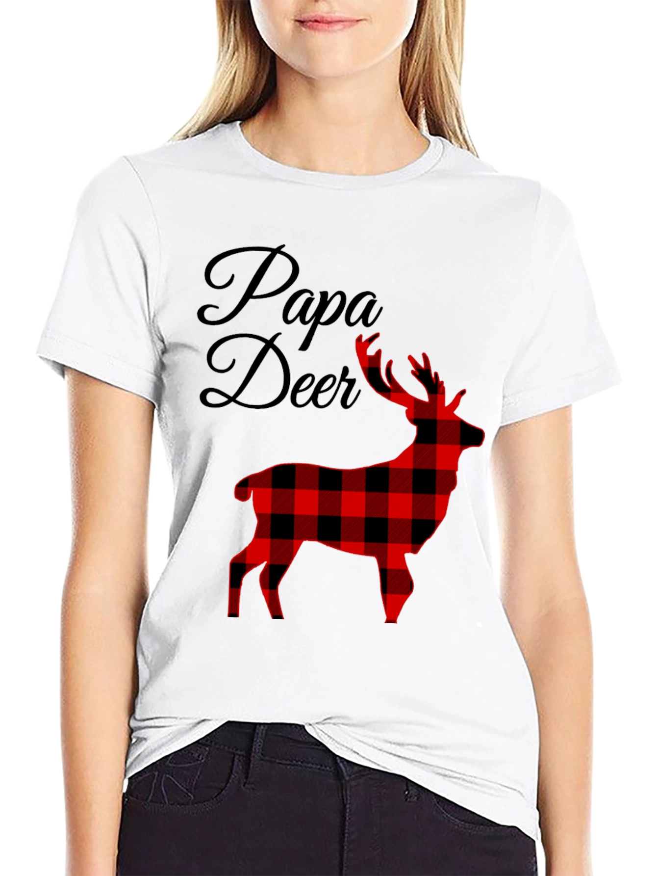 Papa Deer Plaid Graphic Tee