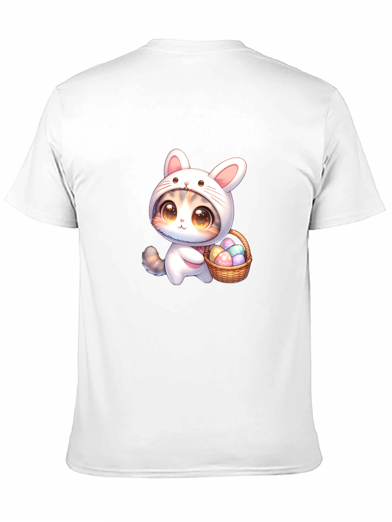 Cute Easter Bunny Kitten Black T-Shirt