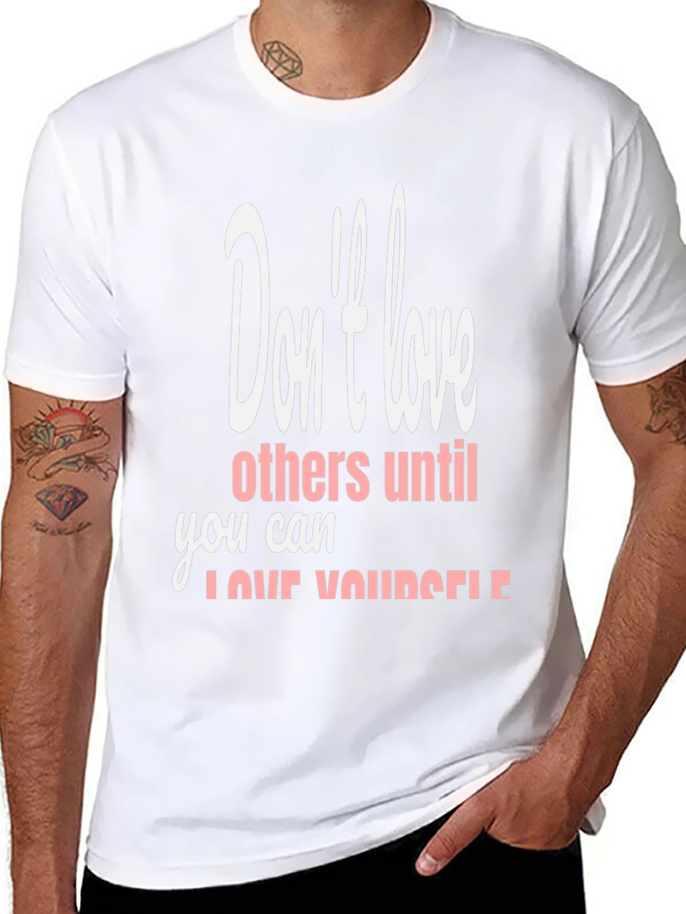 Black T-Shirt with Inspirational Love Yourself Design