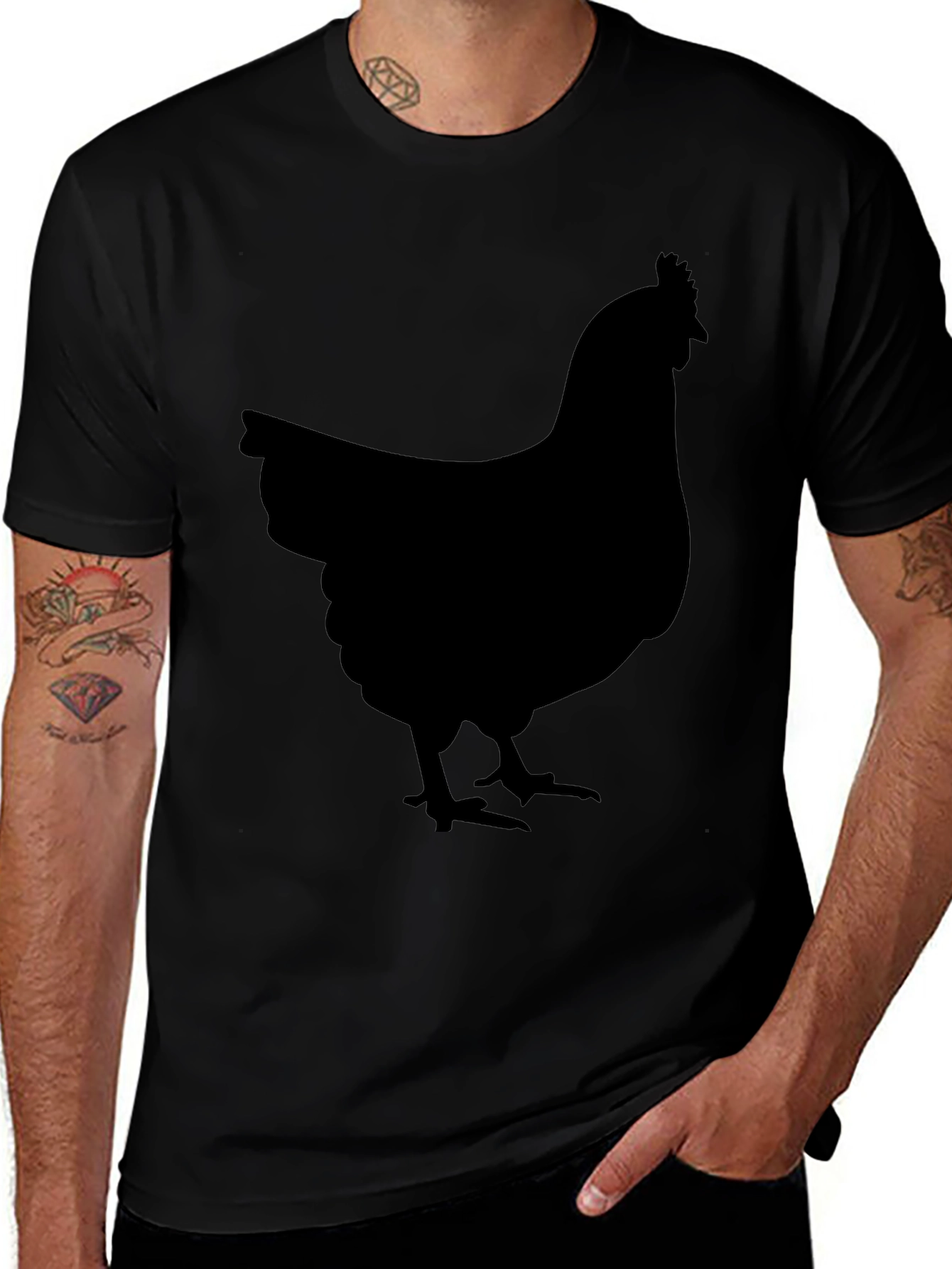 Black Chicken Graphic Tee - Farm Animal Shirt