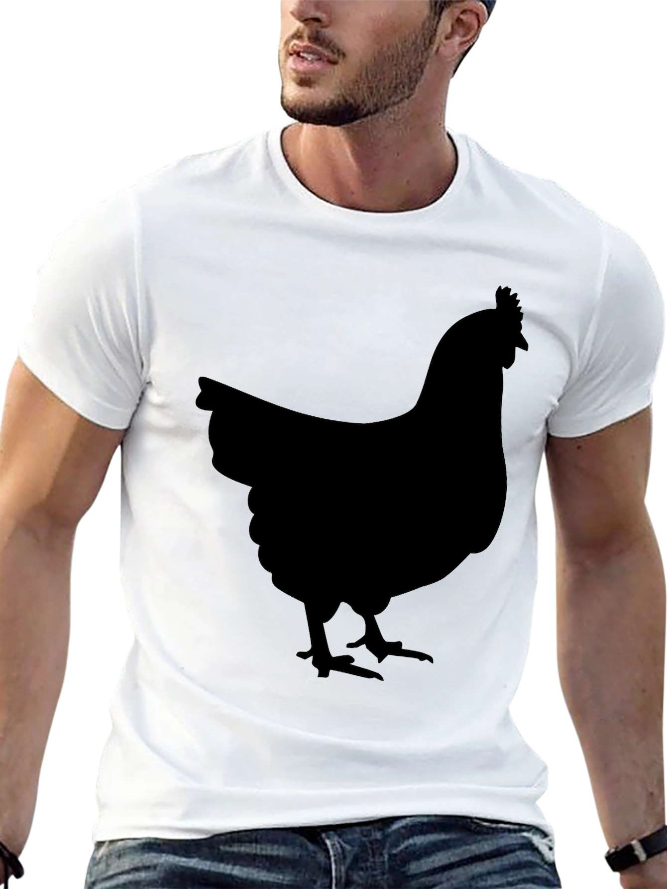 Black Chicken Graphic Tee - Farm Animal Shirt