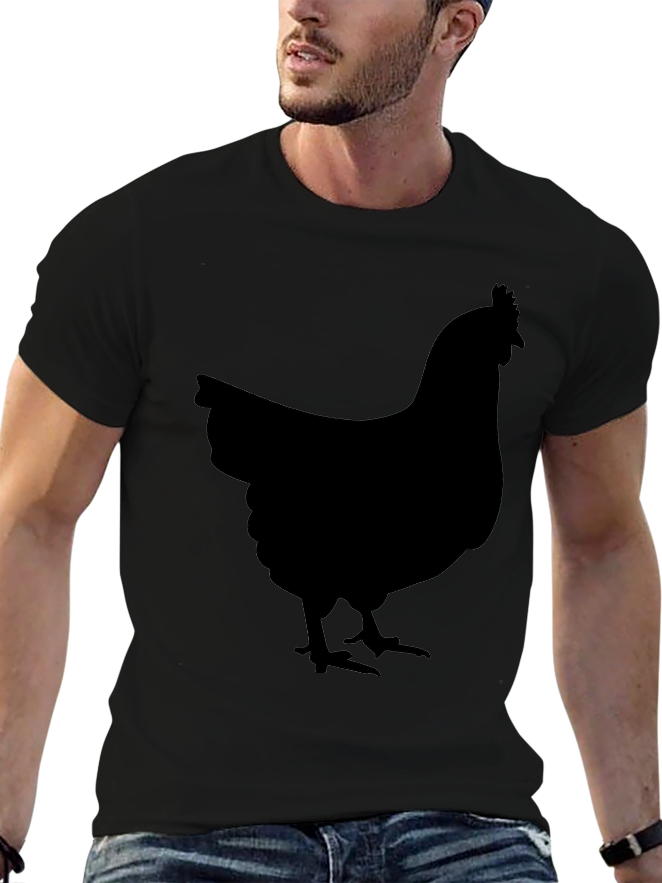 Black Chicken Graphic Tee - Farm Animal Shirt