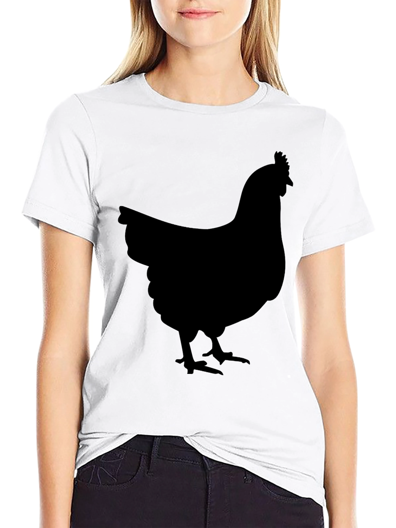 Black Chicken Graphic Tee - Farm Animal Shirt