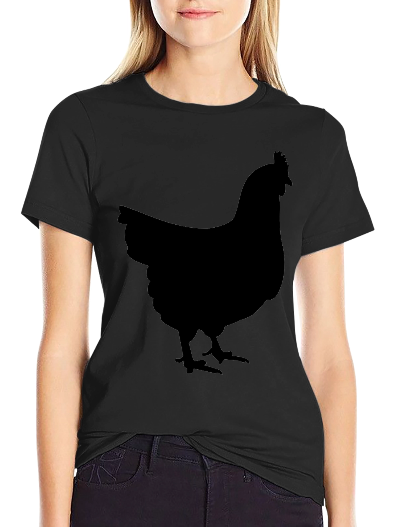 Black Chicken Graphic Tee - Farm Animal Shirt