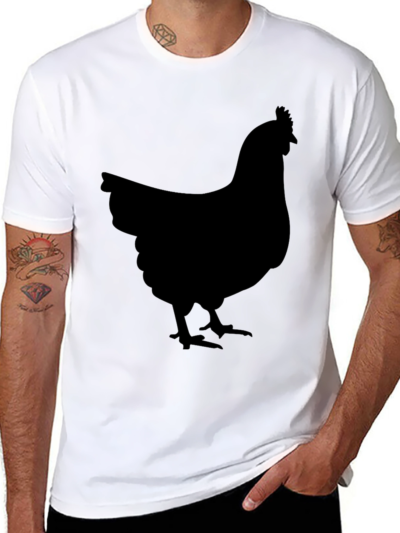 Black Chicken Graphic Tee - Farm Animal Shirt