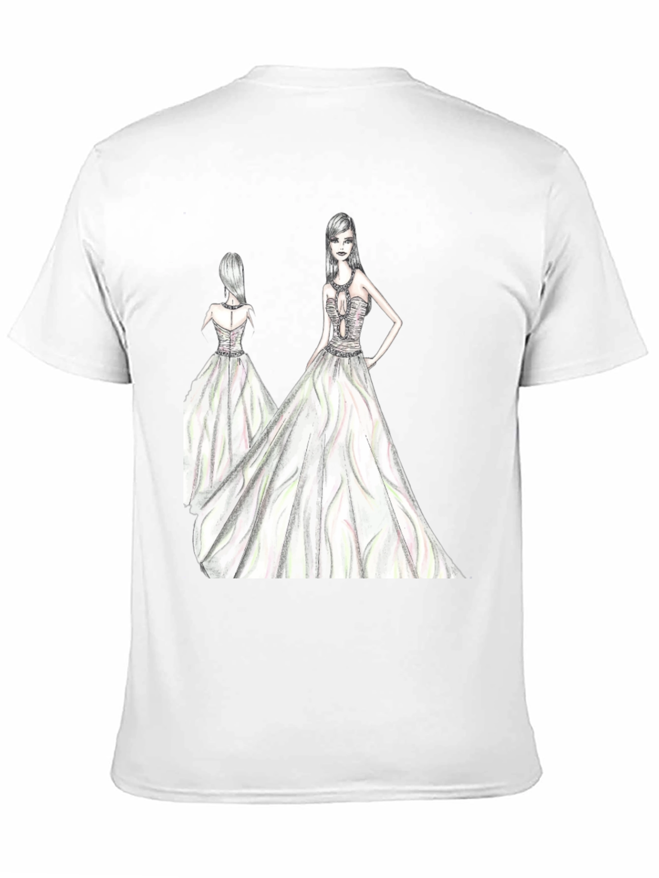 Elegant Womens Fashion Sketch Black T-Shirt
