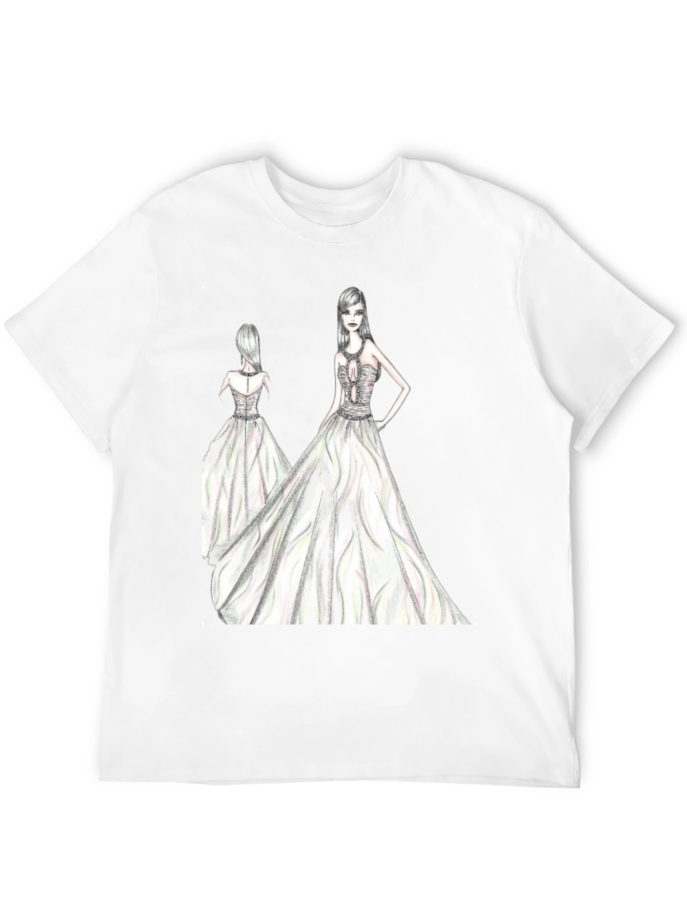 Elegant Womens Fashion Sketch Black T-Shirt