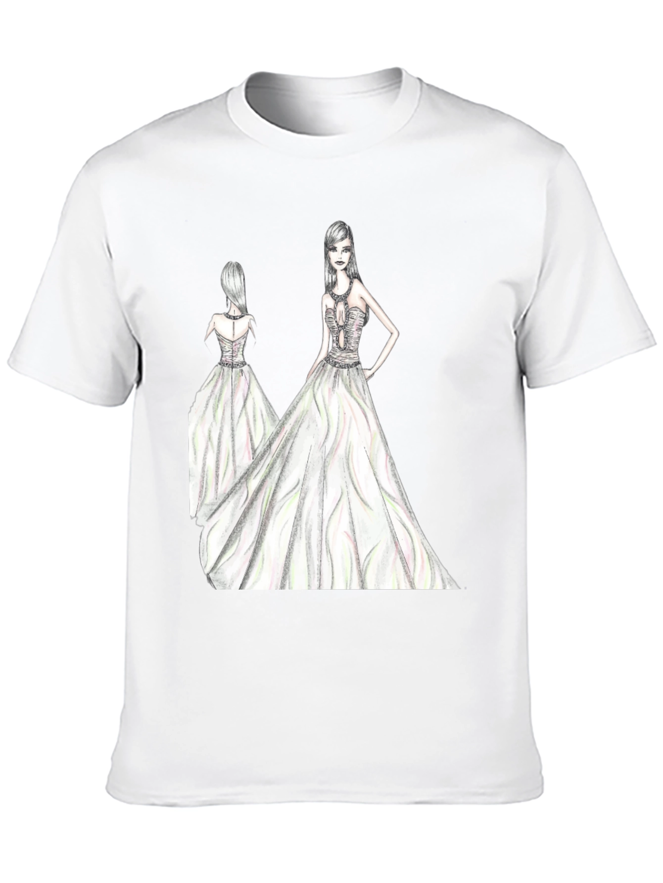 Elegant Womens Fashion Sketch Black T-Shirt