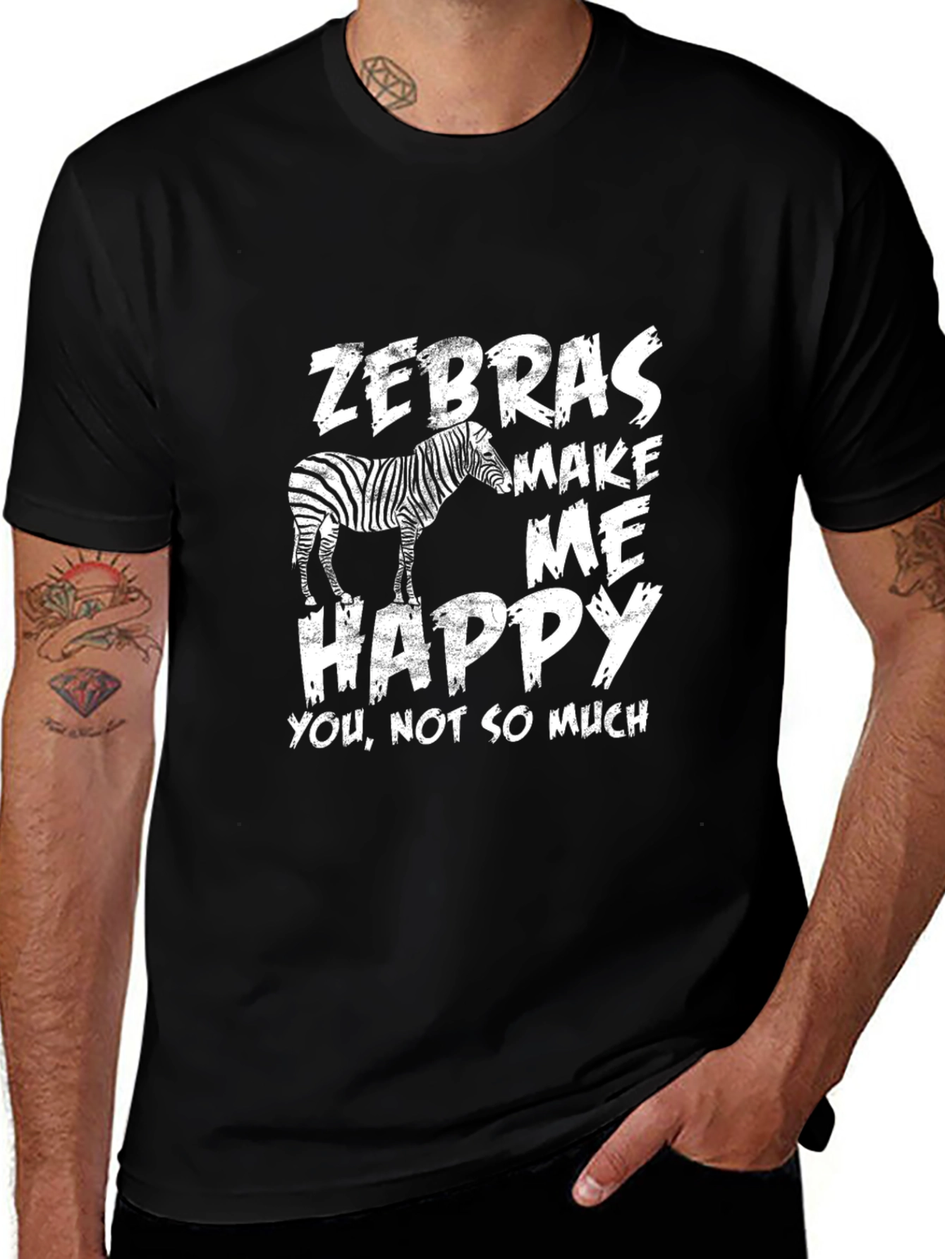 Zebras Make Me Happy Graphic Tee - Mens
