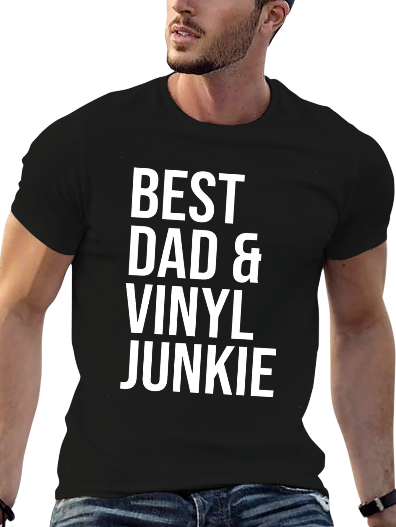 Best Dad & Vinyl Junkie Black T-Shirt