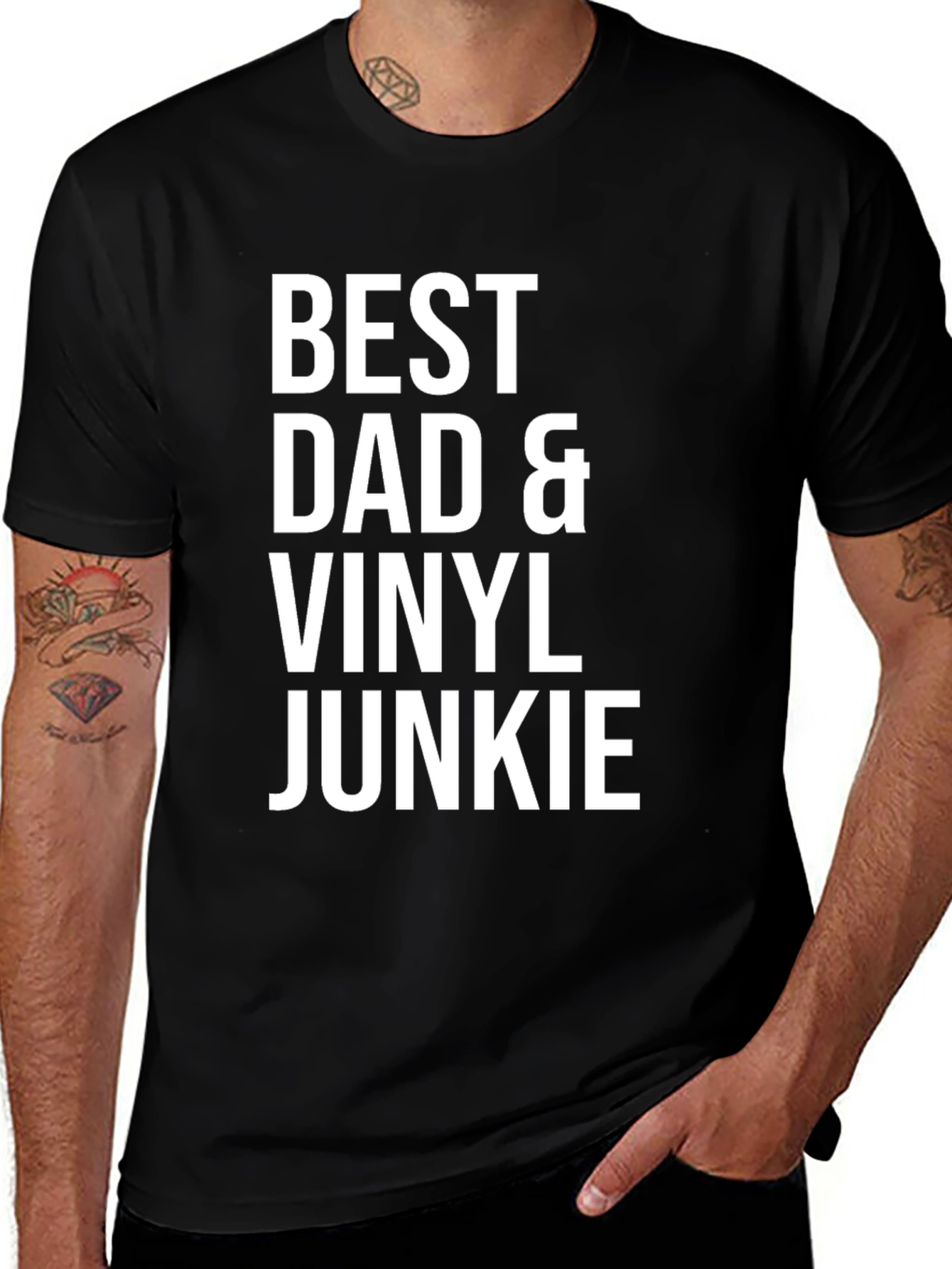 Best Dad & Vinyl Junkie Black T-Shirt