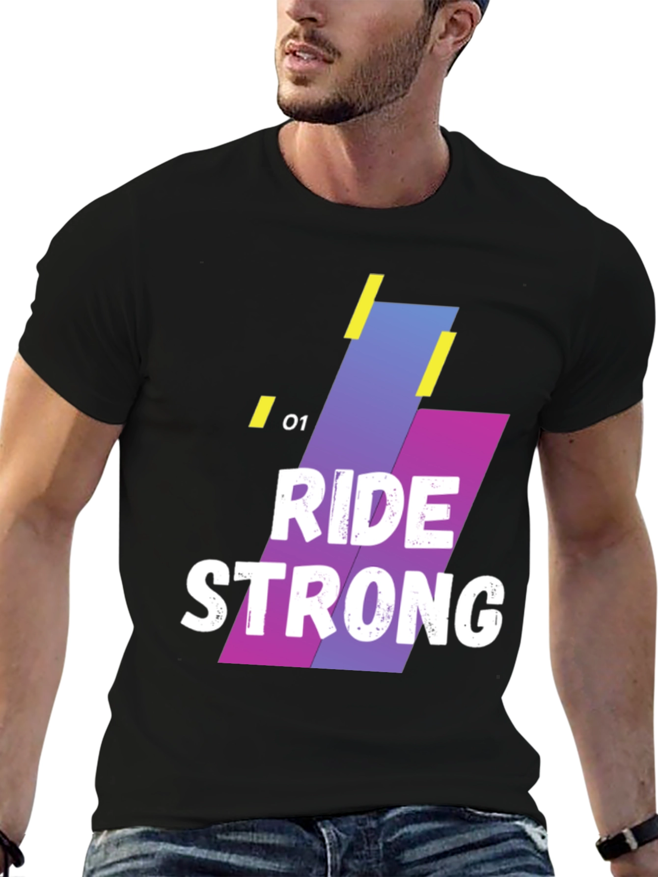 Ride Strong Graphic T-Shirt - Black Cotton Blend