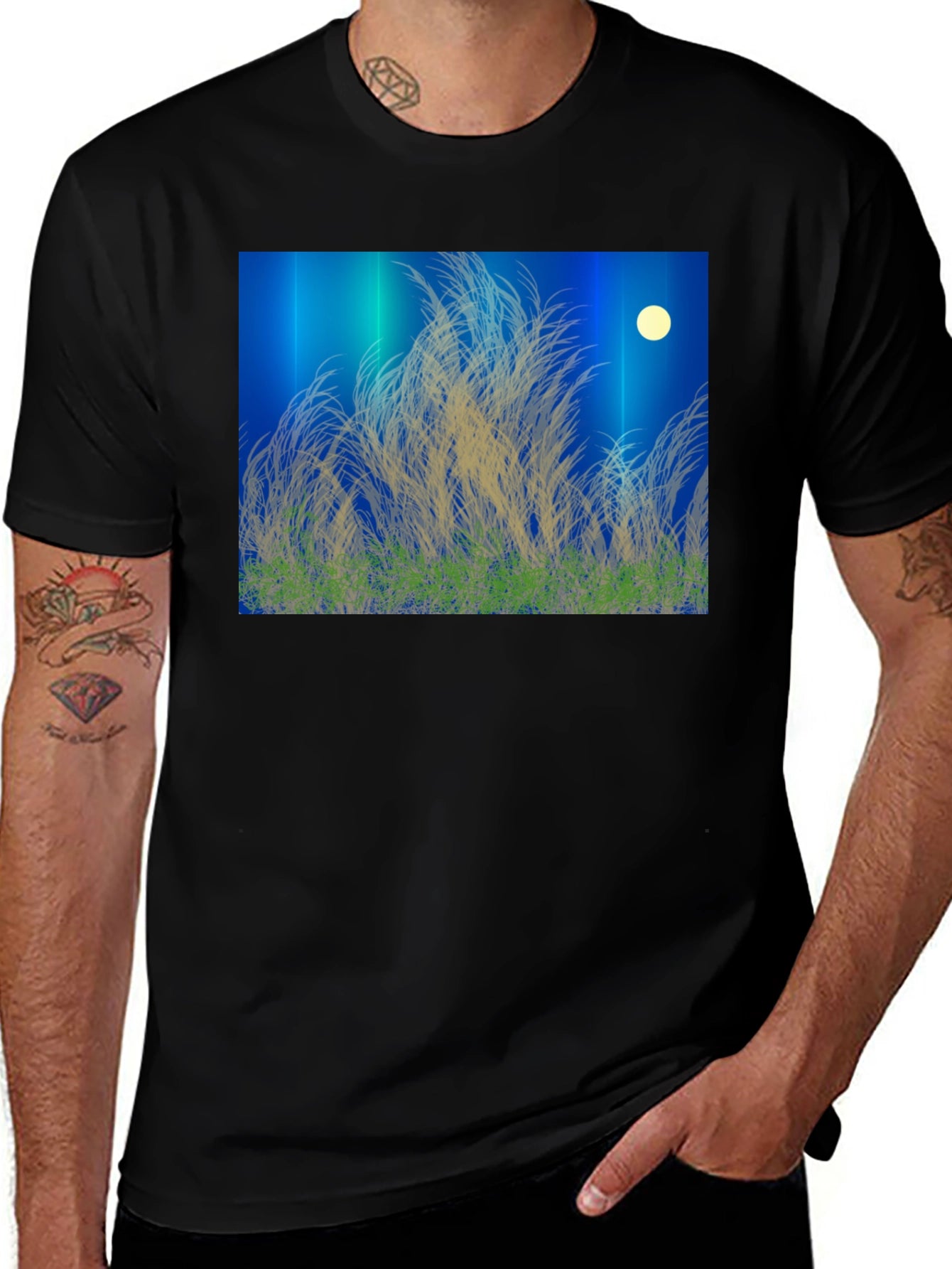 Moonlit Meadow Black T-Shirt
