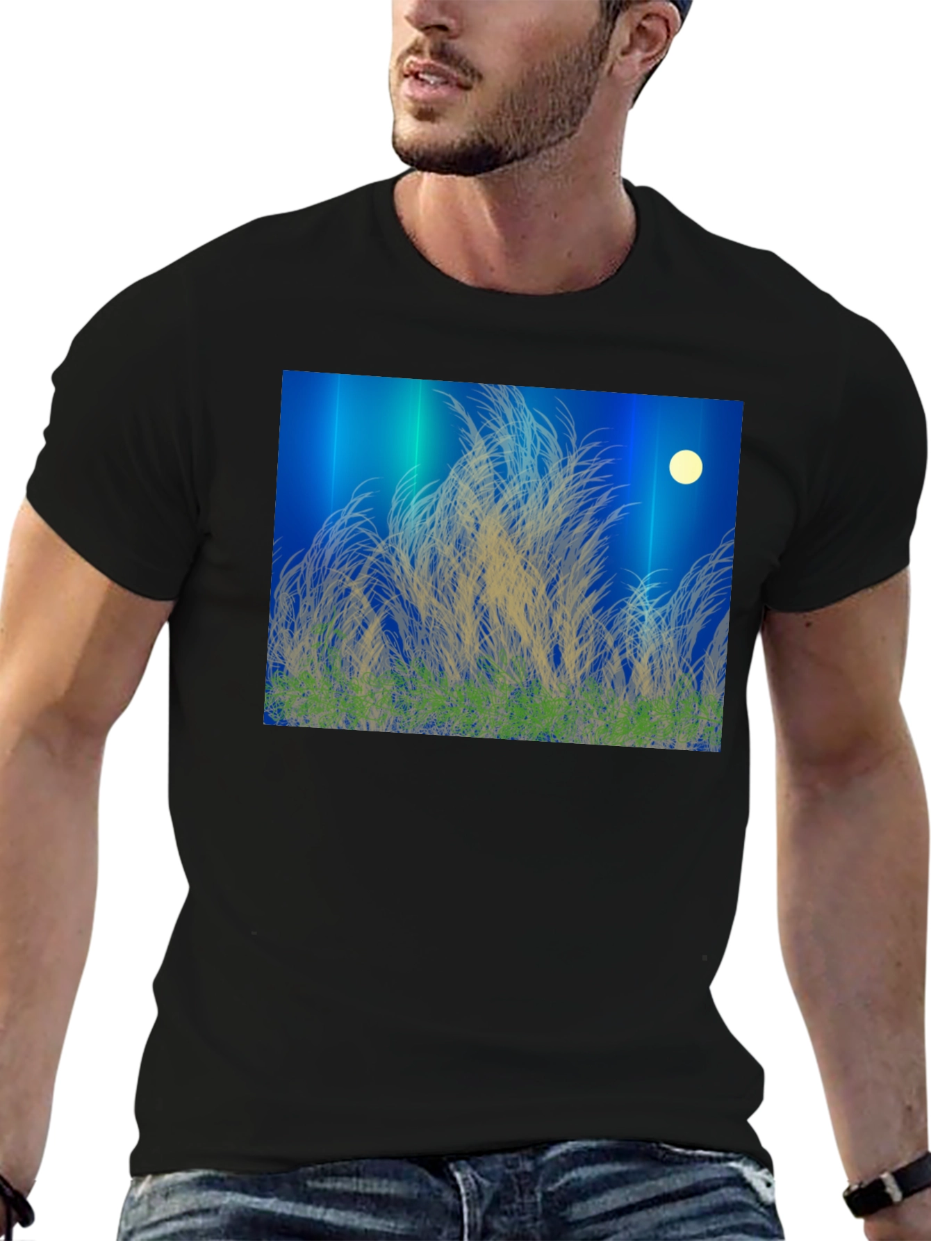 Moonlit Meadow Black T-Shirt