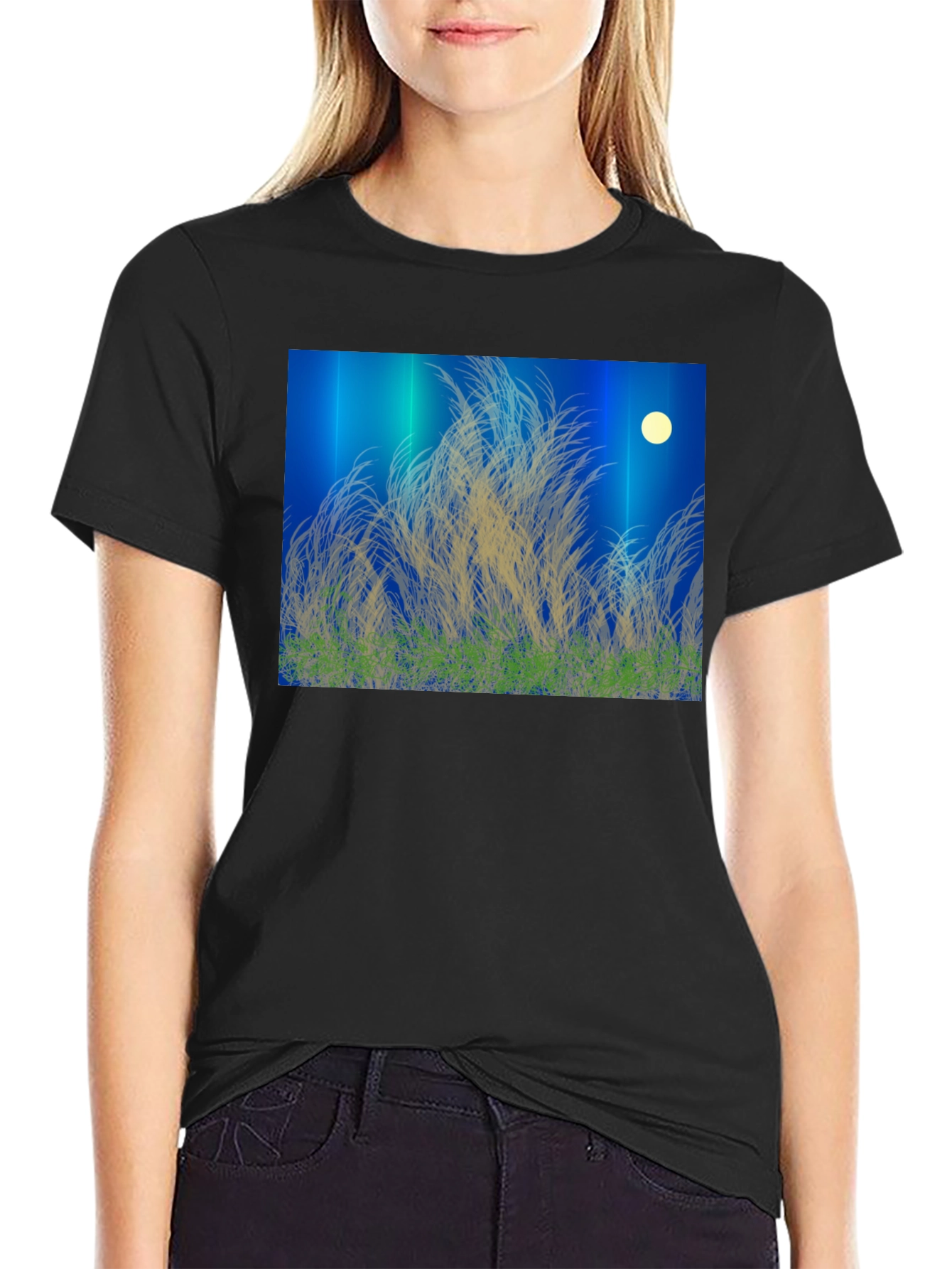 Moonlit Meadow Black T-Shirt