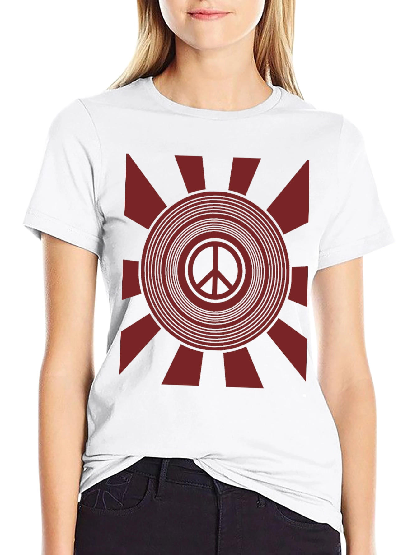 Retro Peace Sign Graphic T-Shirt - Black
