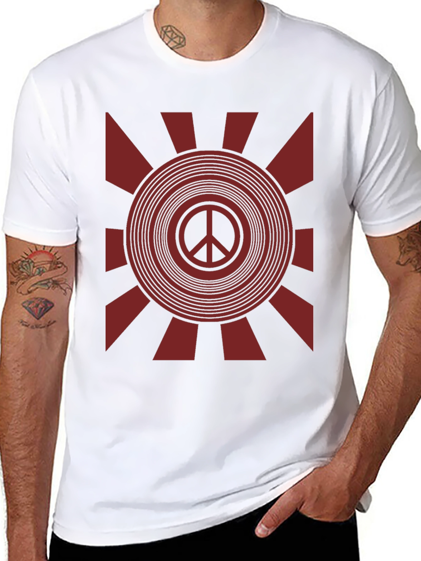 Retro Peace Sign Graphic T-Shirt - Black