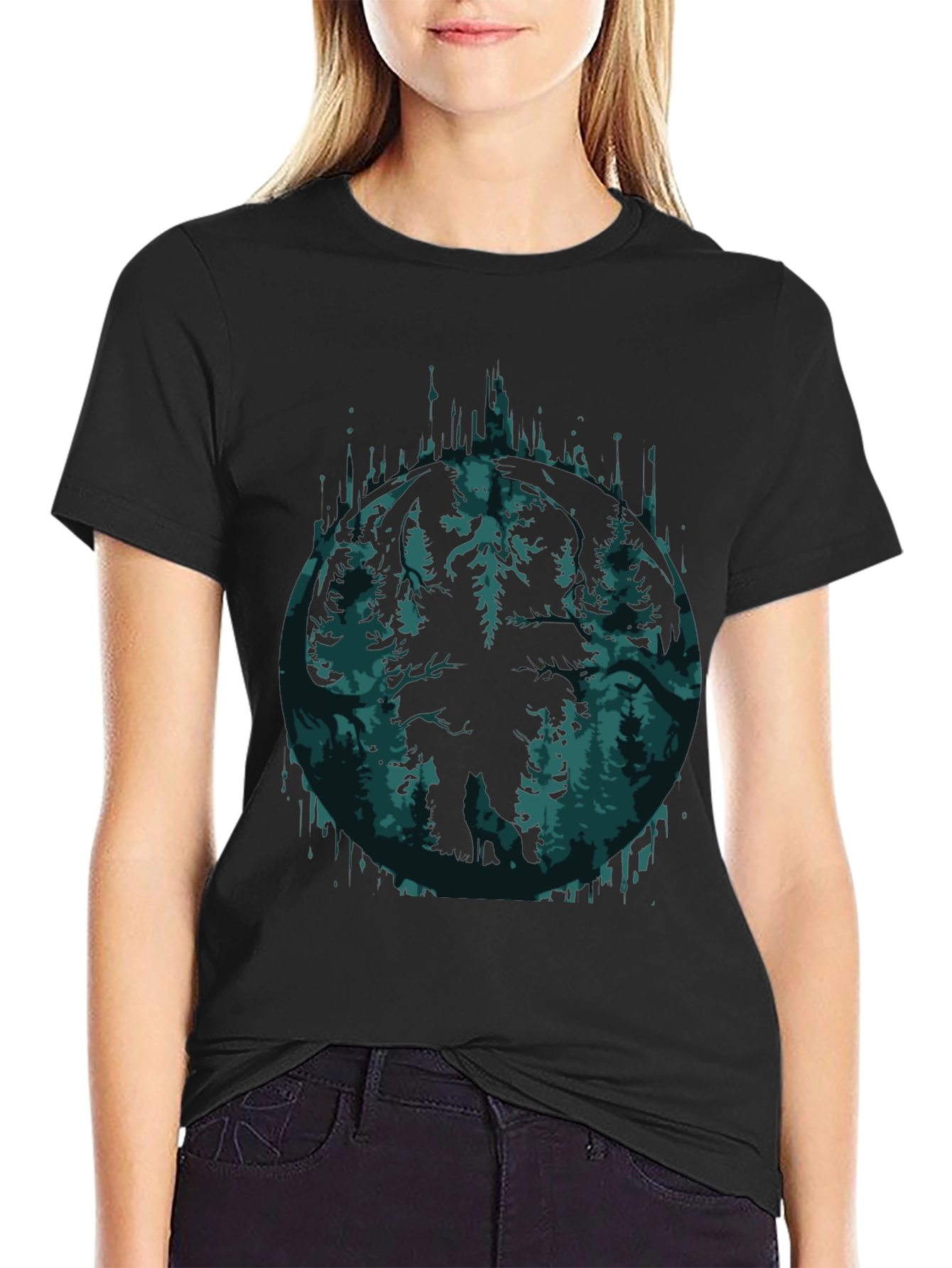 Nature Forest Graphic Tee - Soft Black Shirt