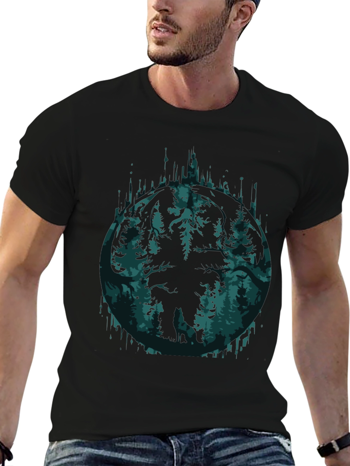Nature Forest Graphic Tee - Soft Black Shirt