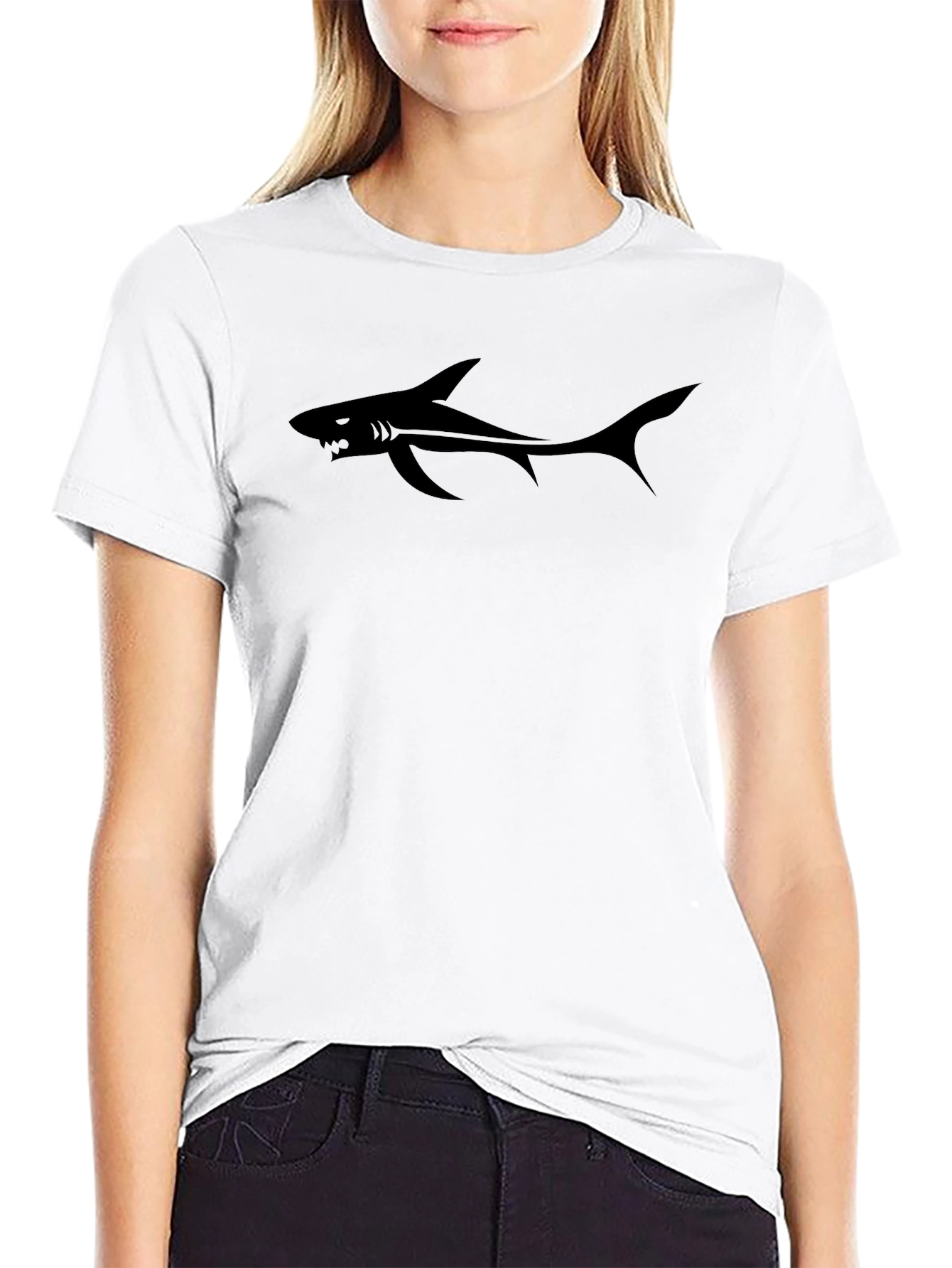 Shark Graphic T-Shirt - Black Cotton Tee