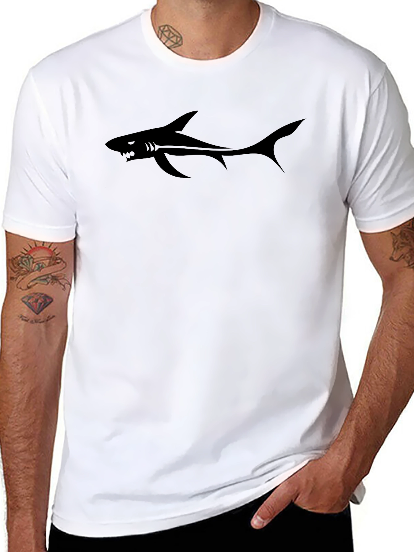 Shark Graphic T-Shirt - Black Cotton Tee