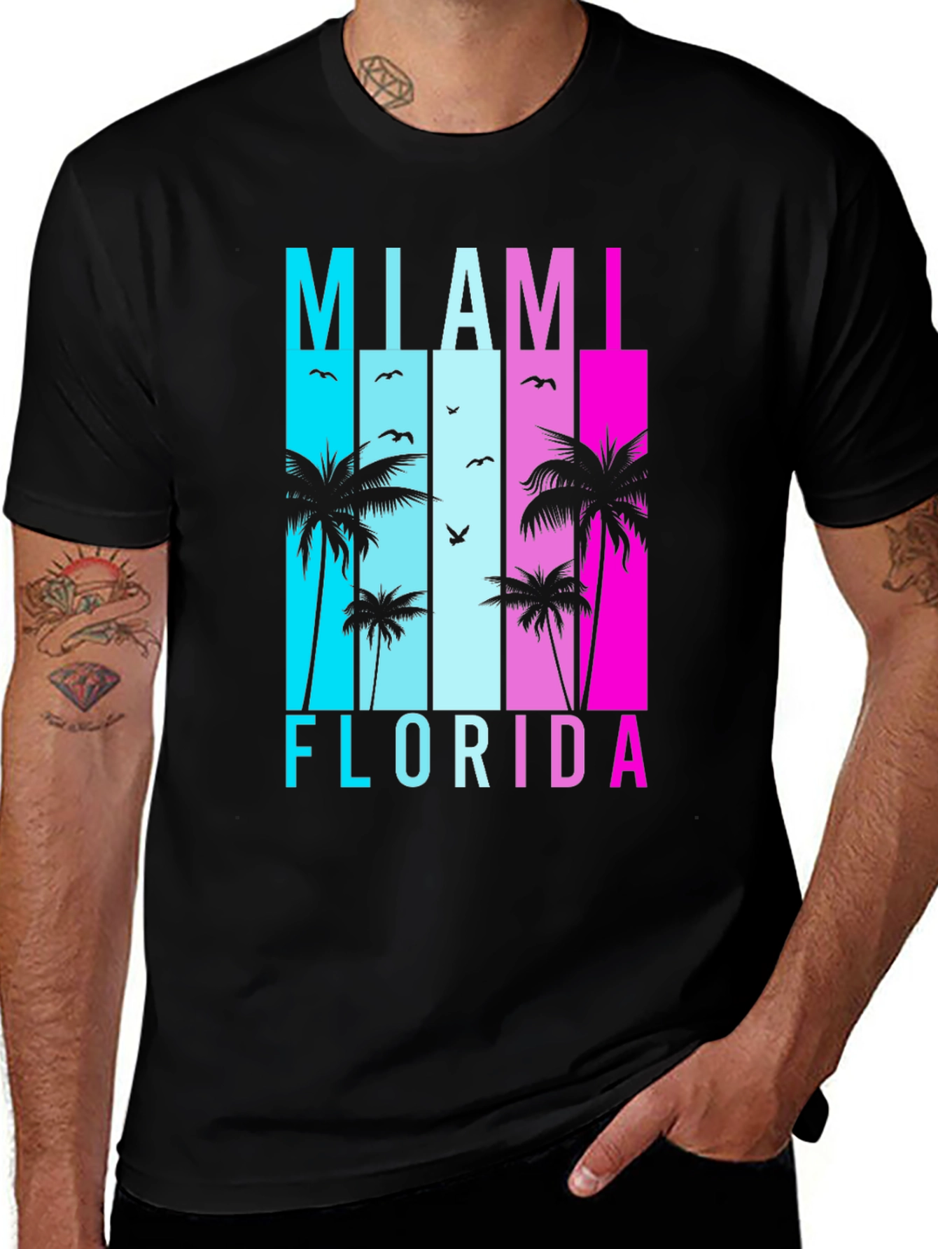Miami Florida T-Shirt Retro Palm Tree Graphic Tee