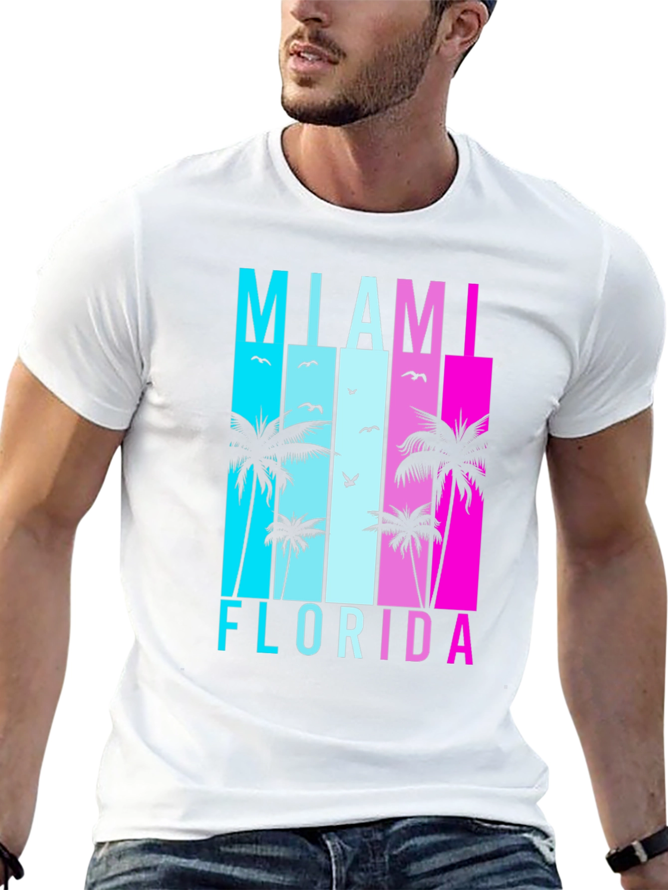 Miami Florida T-Shirt Retro Palm Tree Graphic Tee