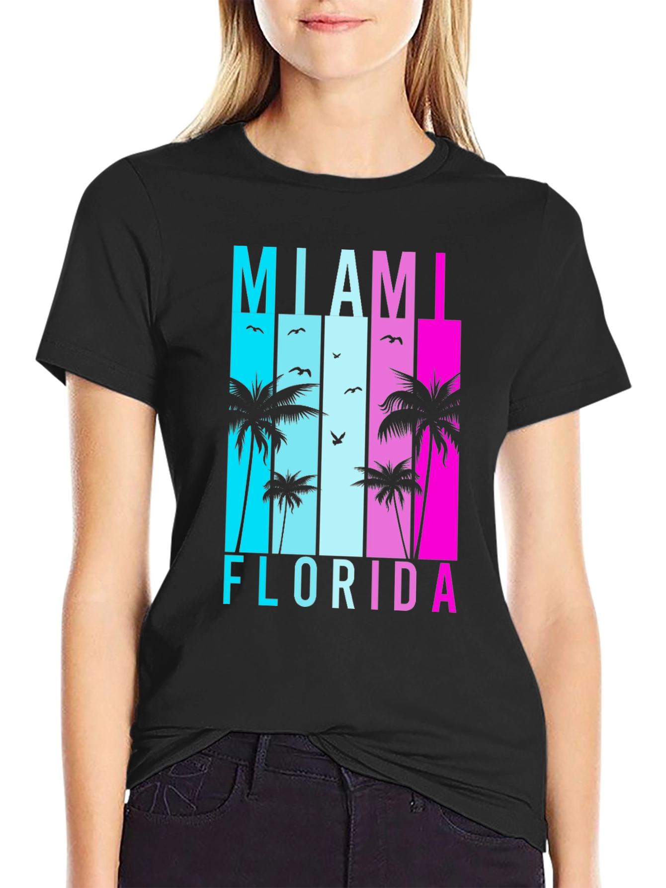 Miami Florida T-Shirt Retro Palm Tree Graphic Tee